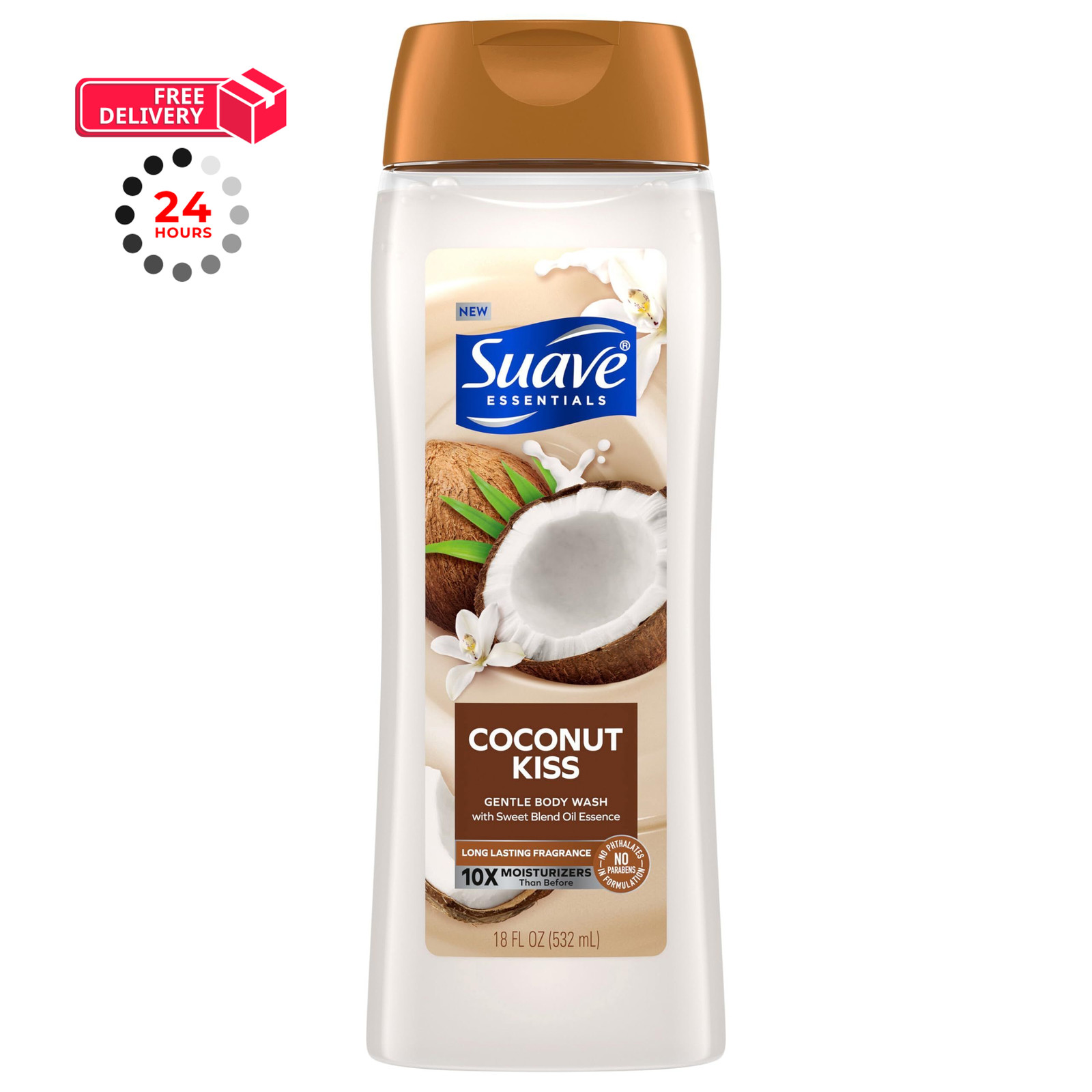 Suave, Body Wash Coconut Kiss, 18 Fl Oz Beige