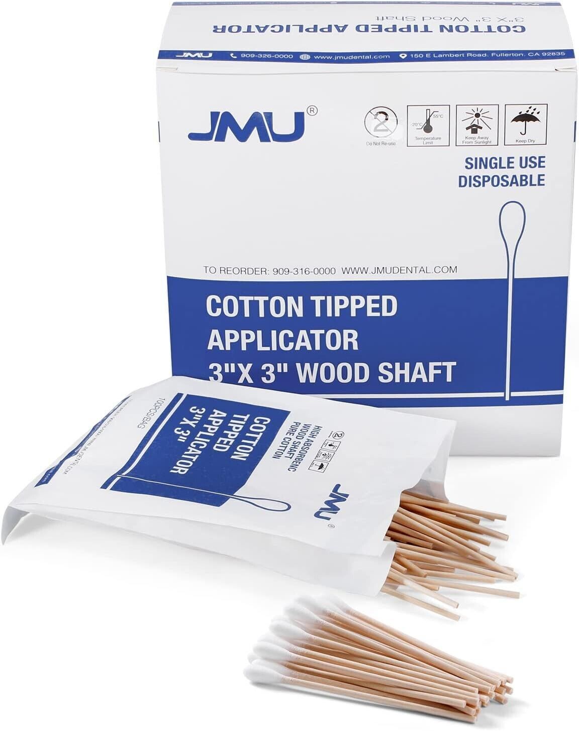 1000Pcs Dental Wooden Handle Cotton Swabs 3″ Long Cleaning Applicators Q-Tips