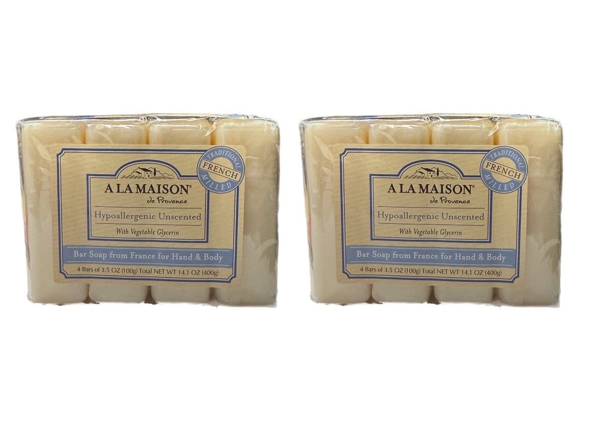 A La MAISON Hypoallergenic Unscented Bar Soap – 3.5 oz. each – 8 BARS TOTAL