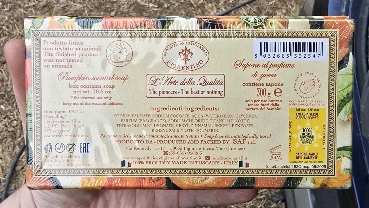 La Saponeria Firezne Harvest Tuscan Pumpkin Scented Soap 10.5 Oz New Sealed