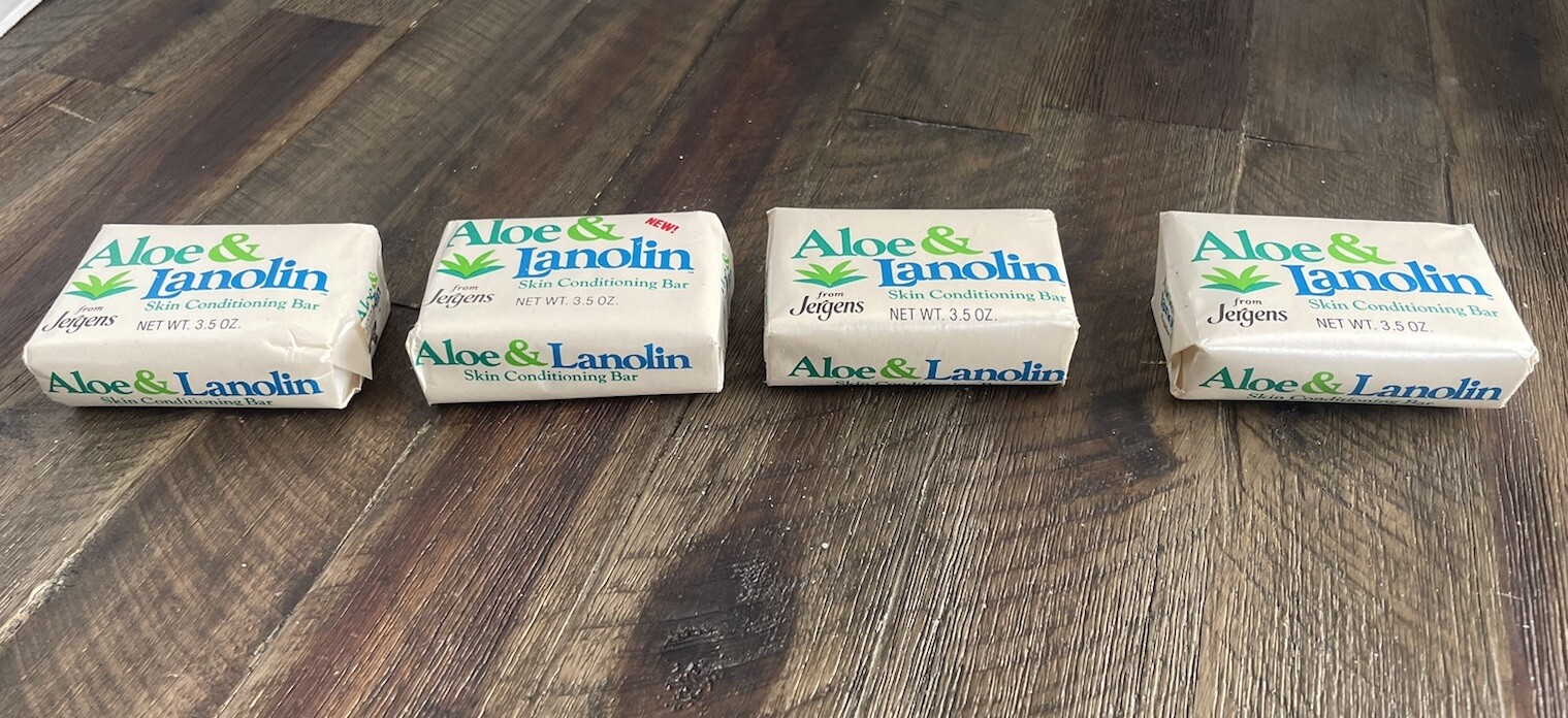 Lot Of 4 Jergens Aloe & Lanolin Skin Conditioning Bar Soap 3.5 oz Bar NEW Prop