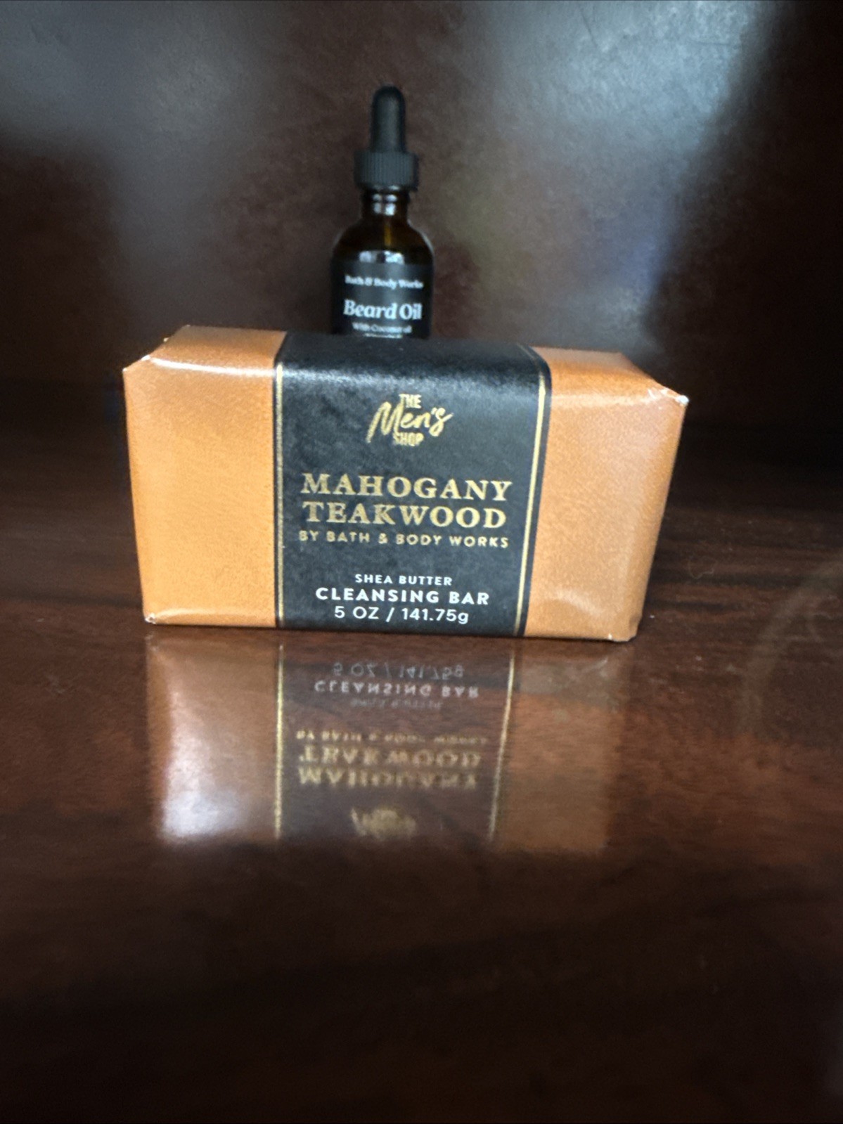 Men’s Bath & Body Works Mahogany Teakwood Bar Soap & Beard Oil New