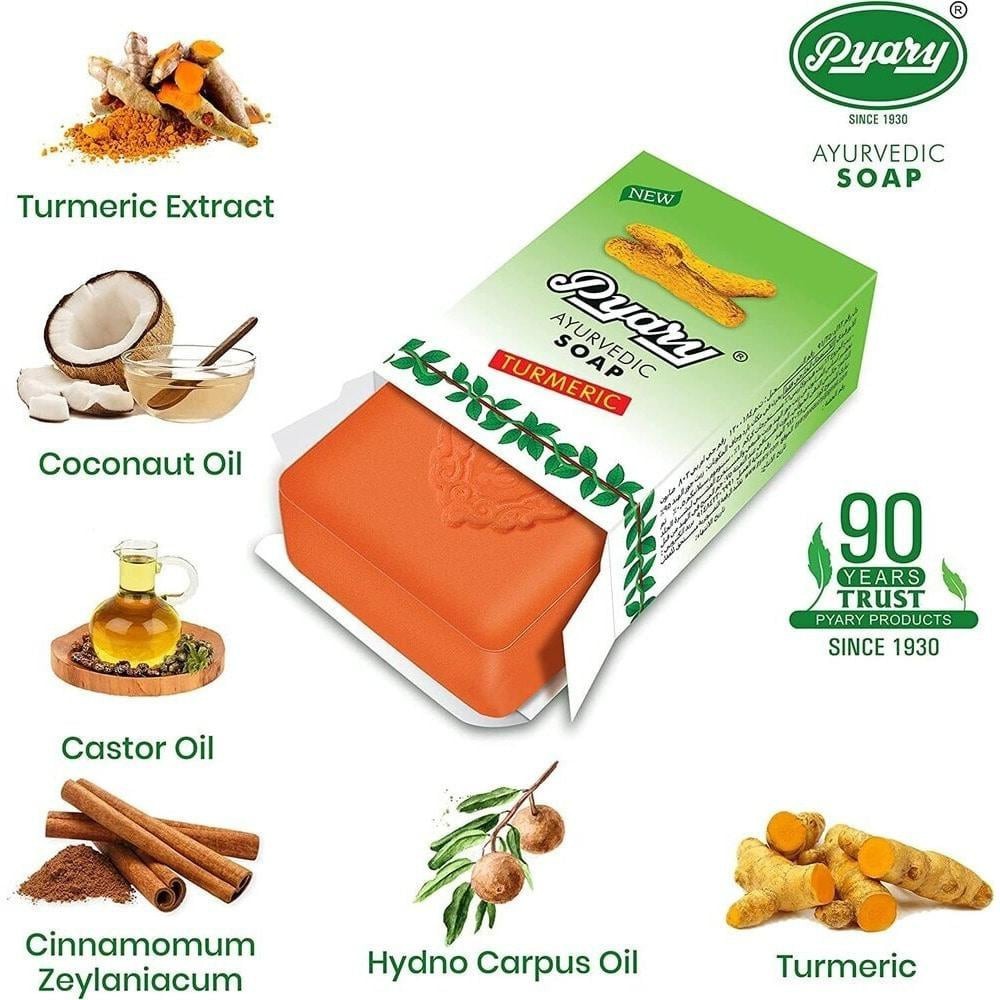 12X Pyary Turmeric Soap Original 100% 75g – صابون الكركم India 🥇