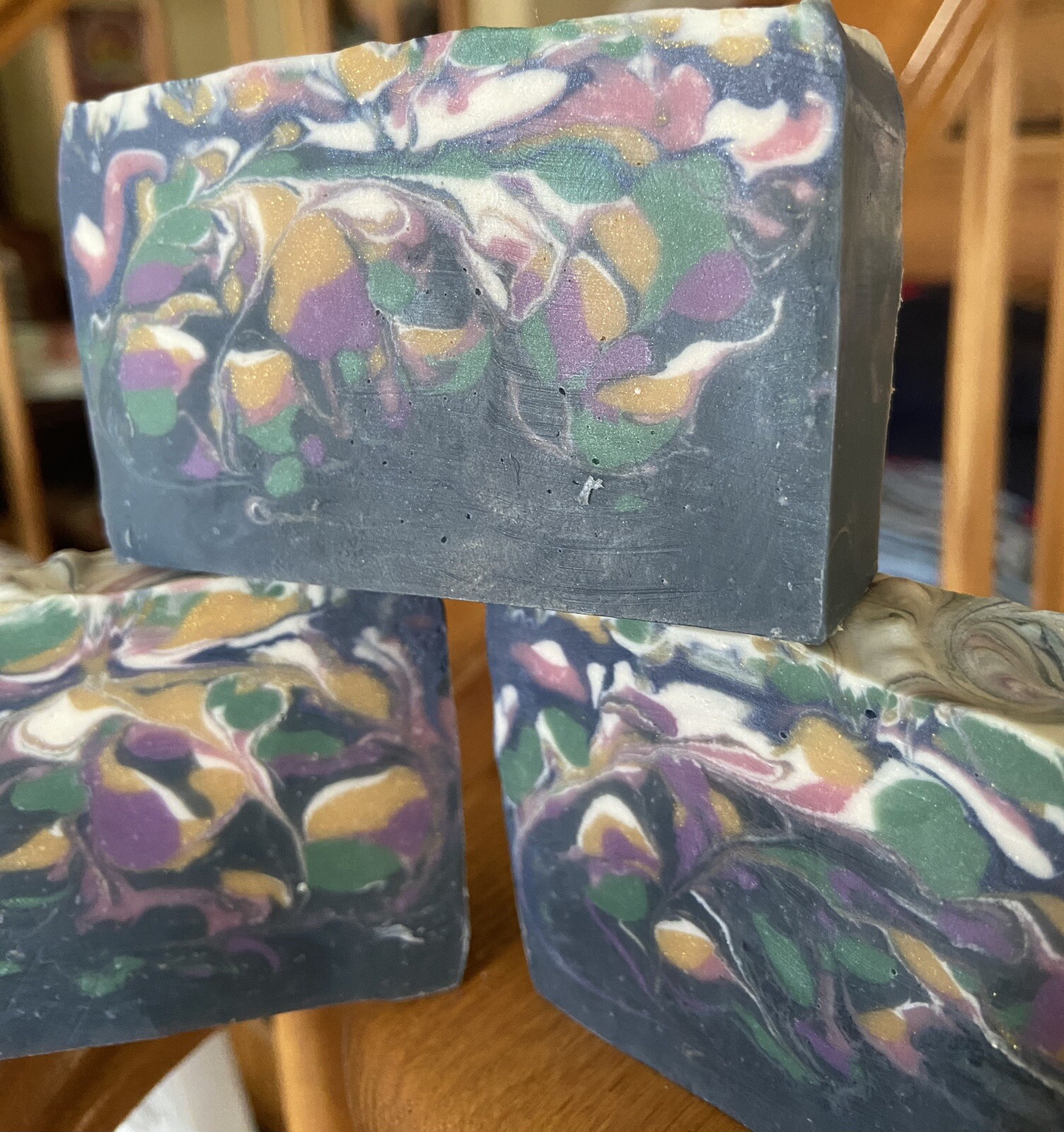 Handcrafted Swirl Soap Bar Blue, Violet, Yellow, Green