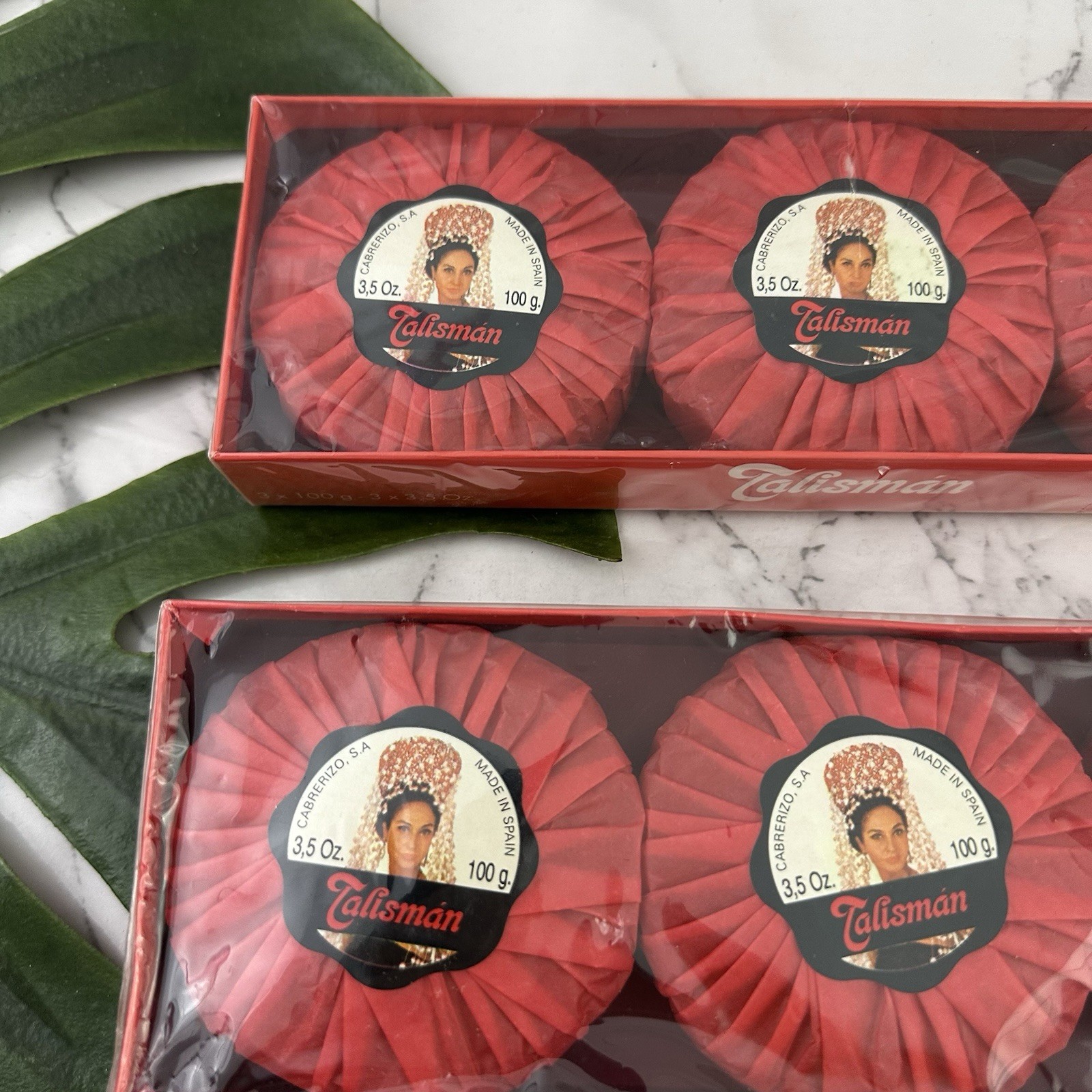 Talisman Jabon Savon Soap Boxed Set New 6 Round Bars Perfumed Spain 3.5 oz