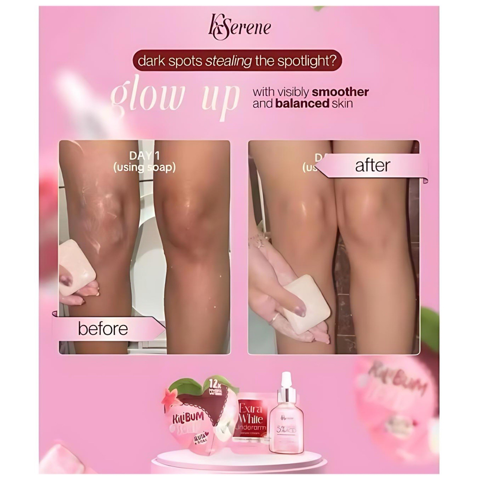 KSerene KiLiBUM Soap 70gX3 Bars + Extra White Underarm Serum Cream 30g