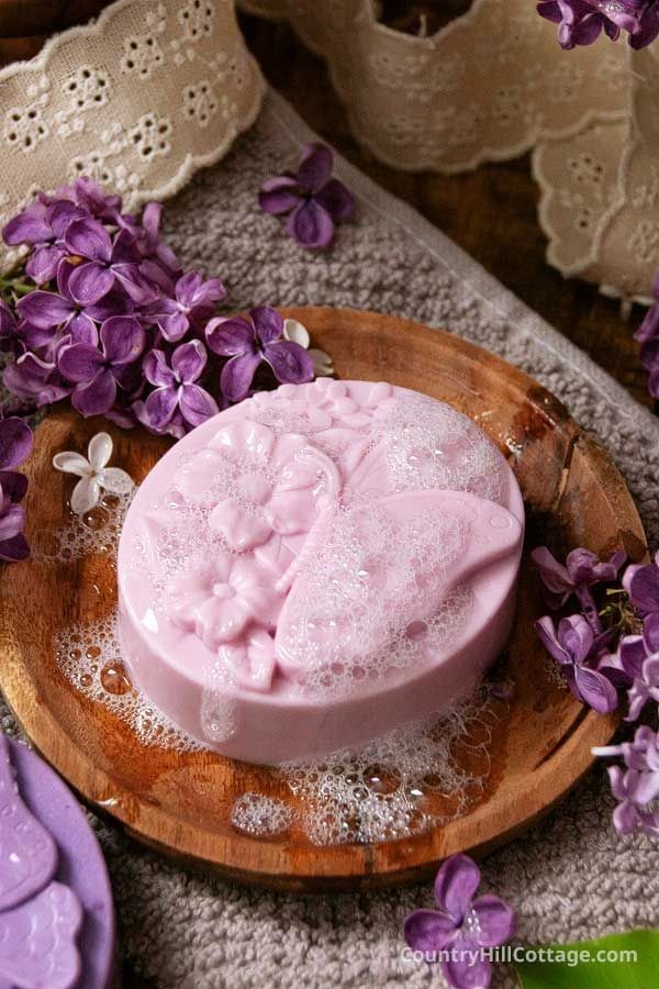 Pink Floral Disc Round Body Bar Soap for Body & Hands, Women