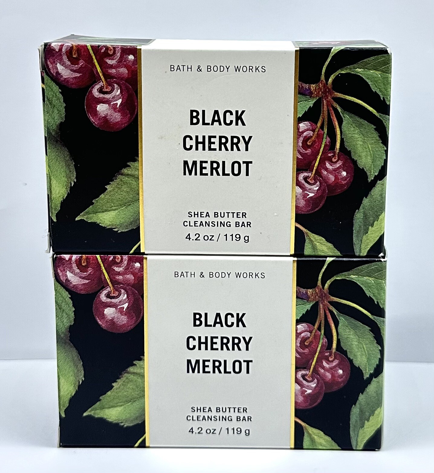 Bath & Body Works BLACK CHERRY MERLOT Shea Butter Cleansing Bar Soap 4.2 oz X 2