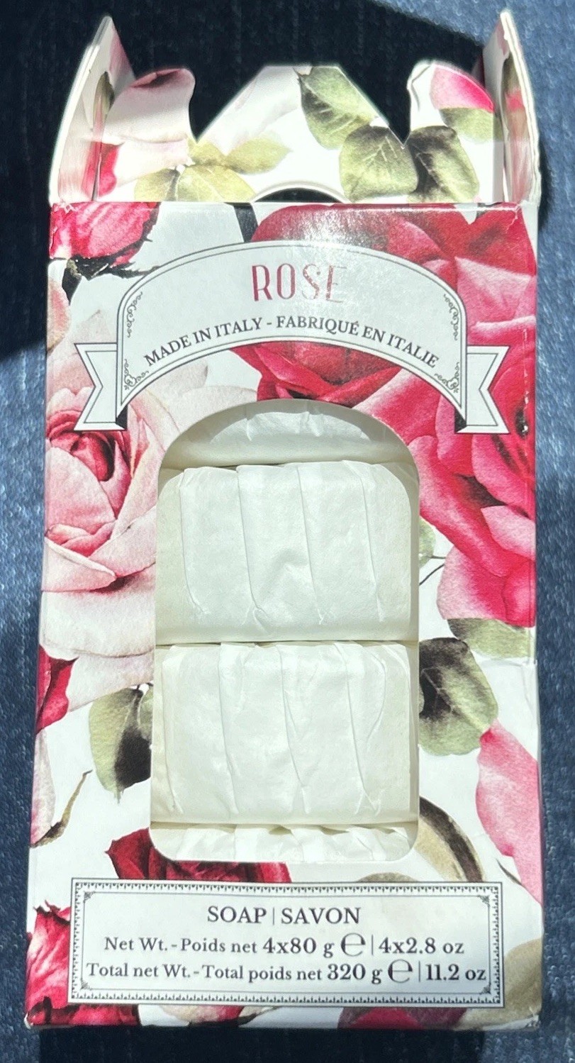 DIAMANTE ROSE Vegat. Based Round Individually Wrapped Soaps 4×2.8 oz. Italy