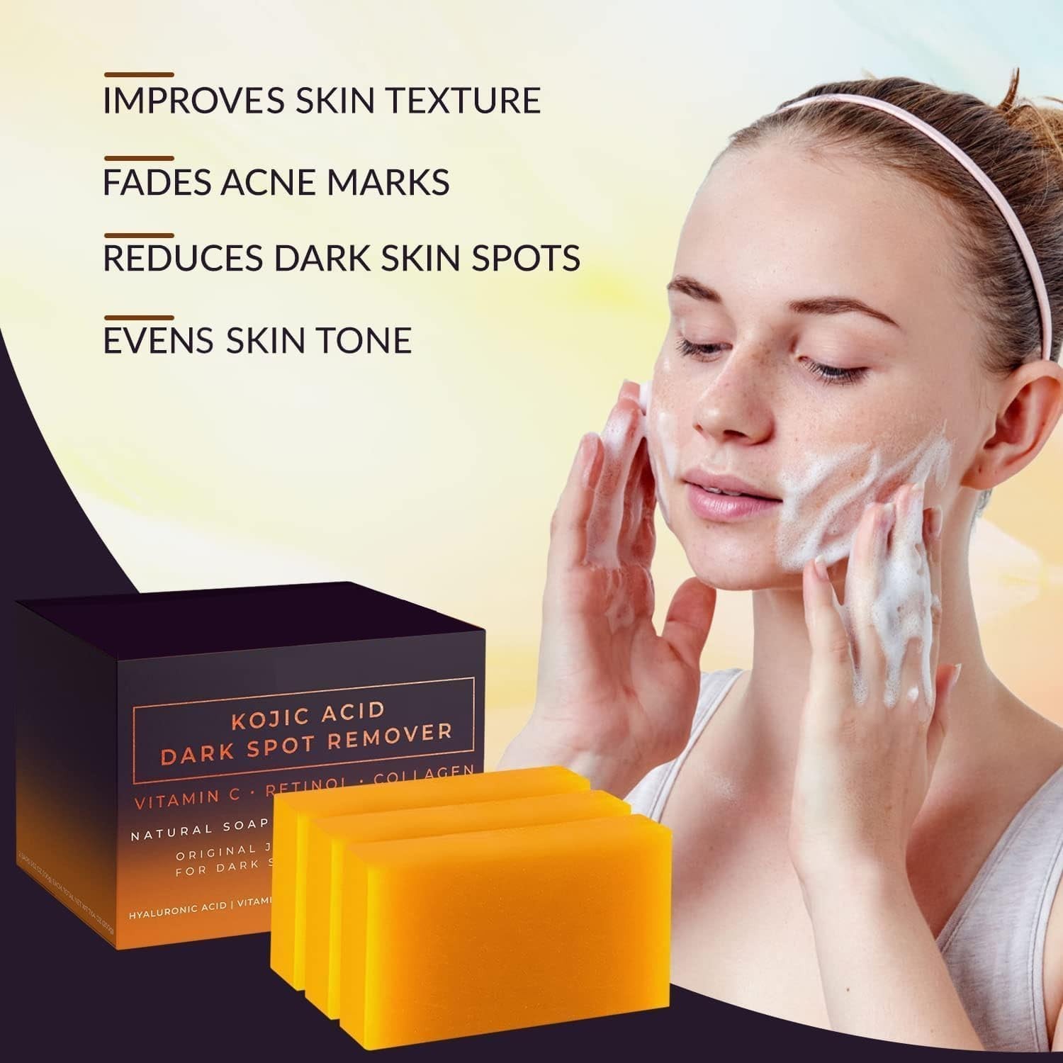 Natural Kojic:Acid Dark Spot Remover Soap Bars with Vitamin C (Pack Of Two)