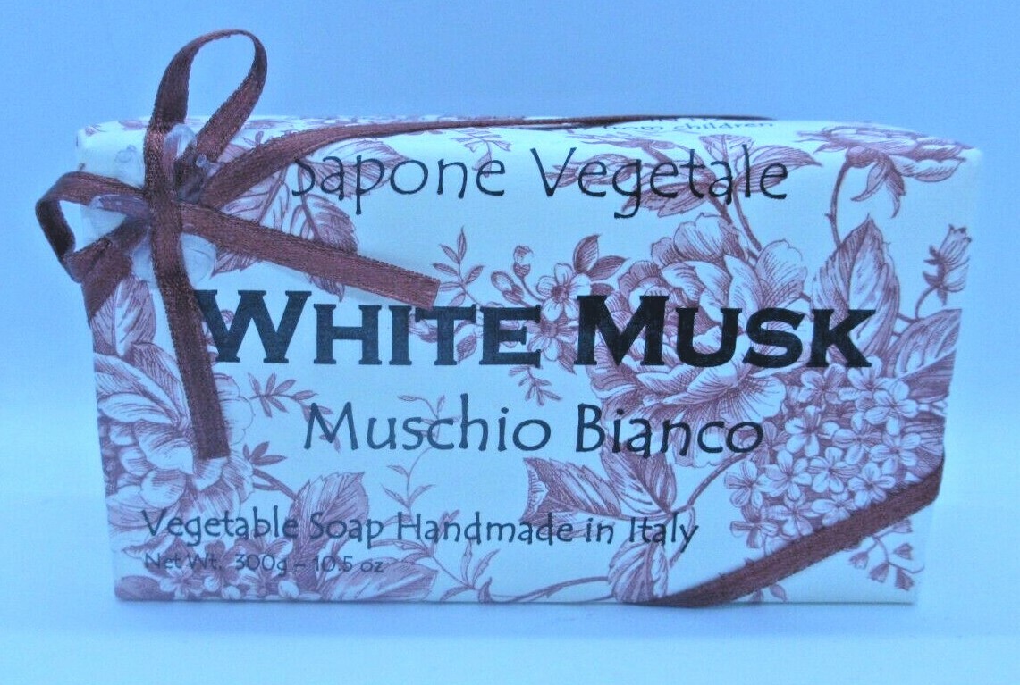 White Musk Vegetable Soap Bar Sapone Vegetale Handmade in Italy 10.5 oz New