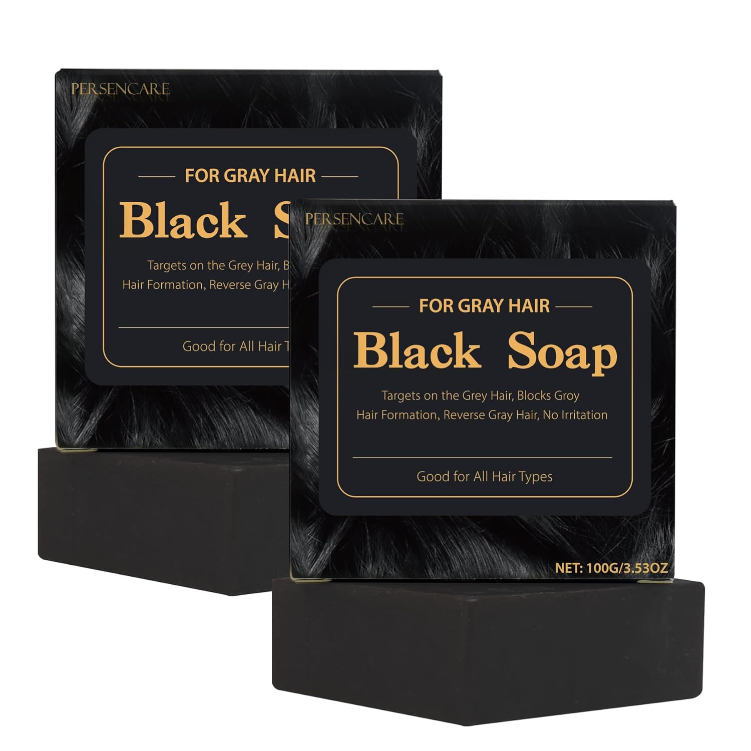 2 Pcs Herbal Emberless Black Soap for Gray Reverse, Fo Ti Castor Oil for Darkeni