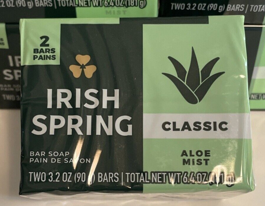 12 Irish Spring Classic Aloe Mist Bar Soap 3.2 oz (2-pk x 6)