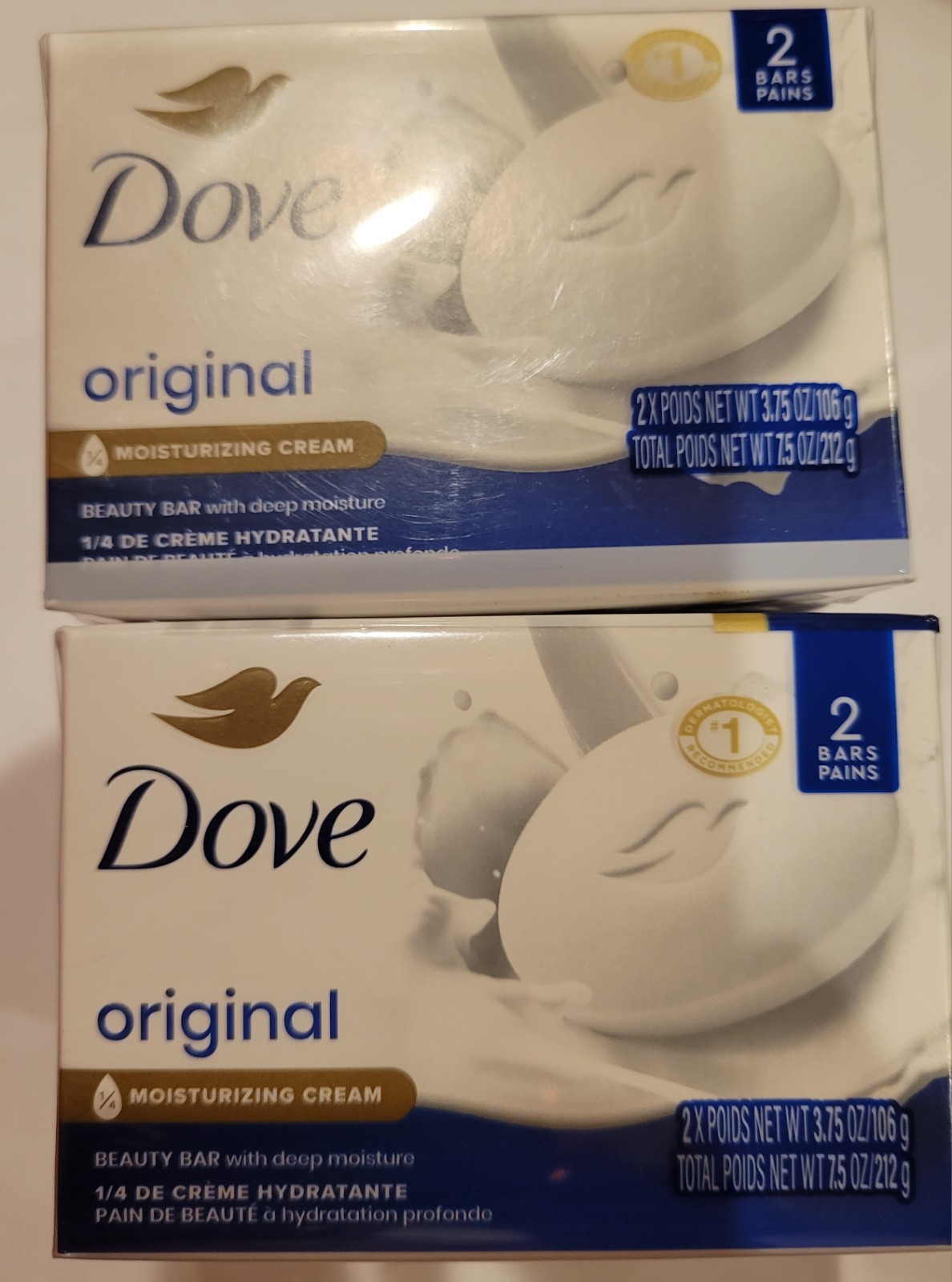 2 Ct Dove Original Beauty Bar Soap 3.75 oz Each. Total 4 .*BRAND NEW*
