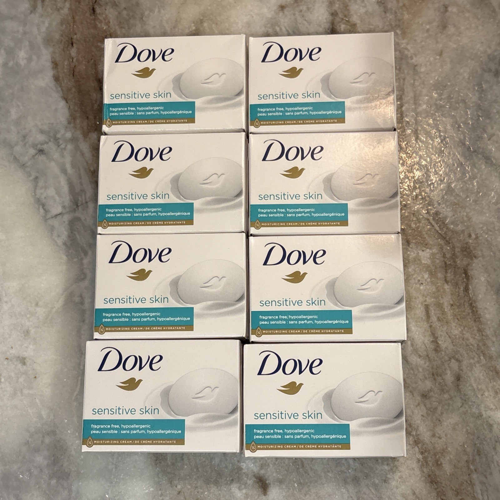 Dove Sensitive Skin 1/4 Moisturizing Cream Bar Soap 3.75 oz 8 Bar Lot