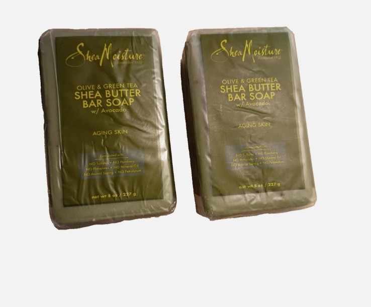 Shea Moisture Olive Green Tea Shea Butter Soap Avocado Dry Skin 8 oz Lot of 2