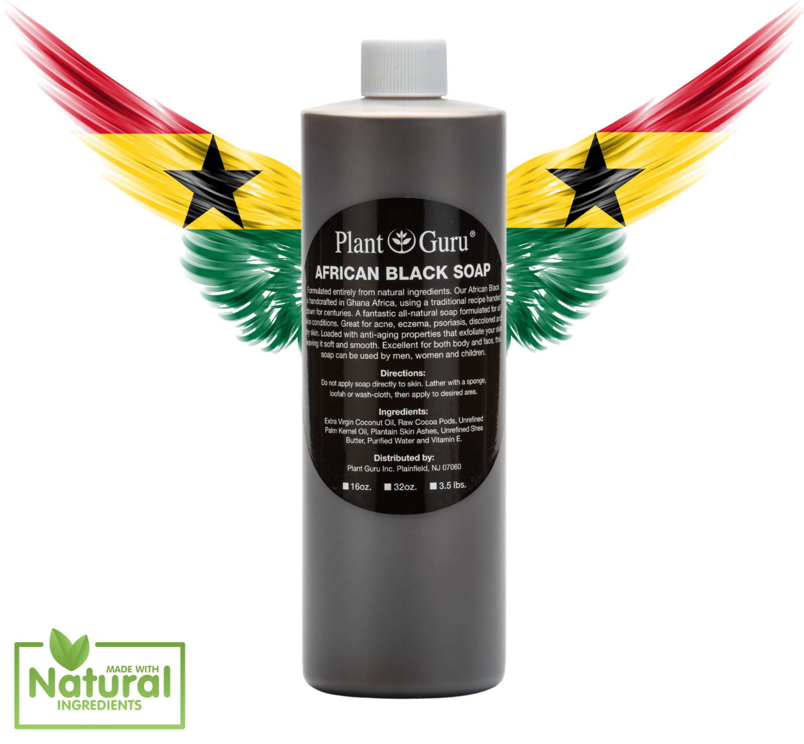 16 oz. SCENTED African Black Soap Liquid Raw 100% Pure Organic Body Face Wash