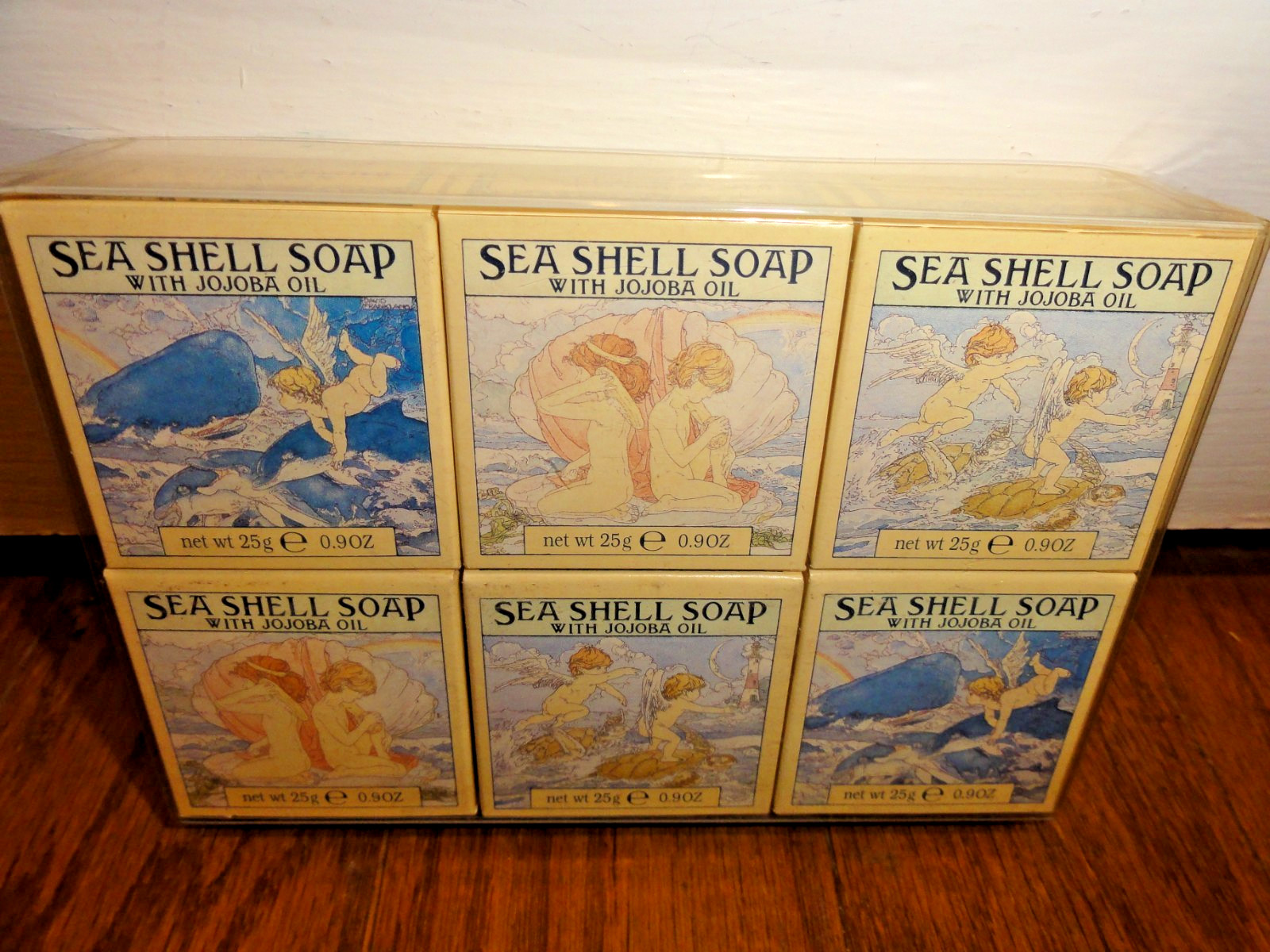 Vintage Crabtree & Evelyn London Sea Shell Soap Jojoba Oil Gift Set 6 Bars NOS