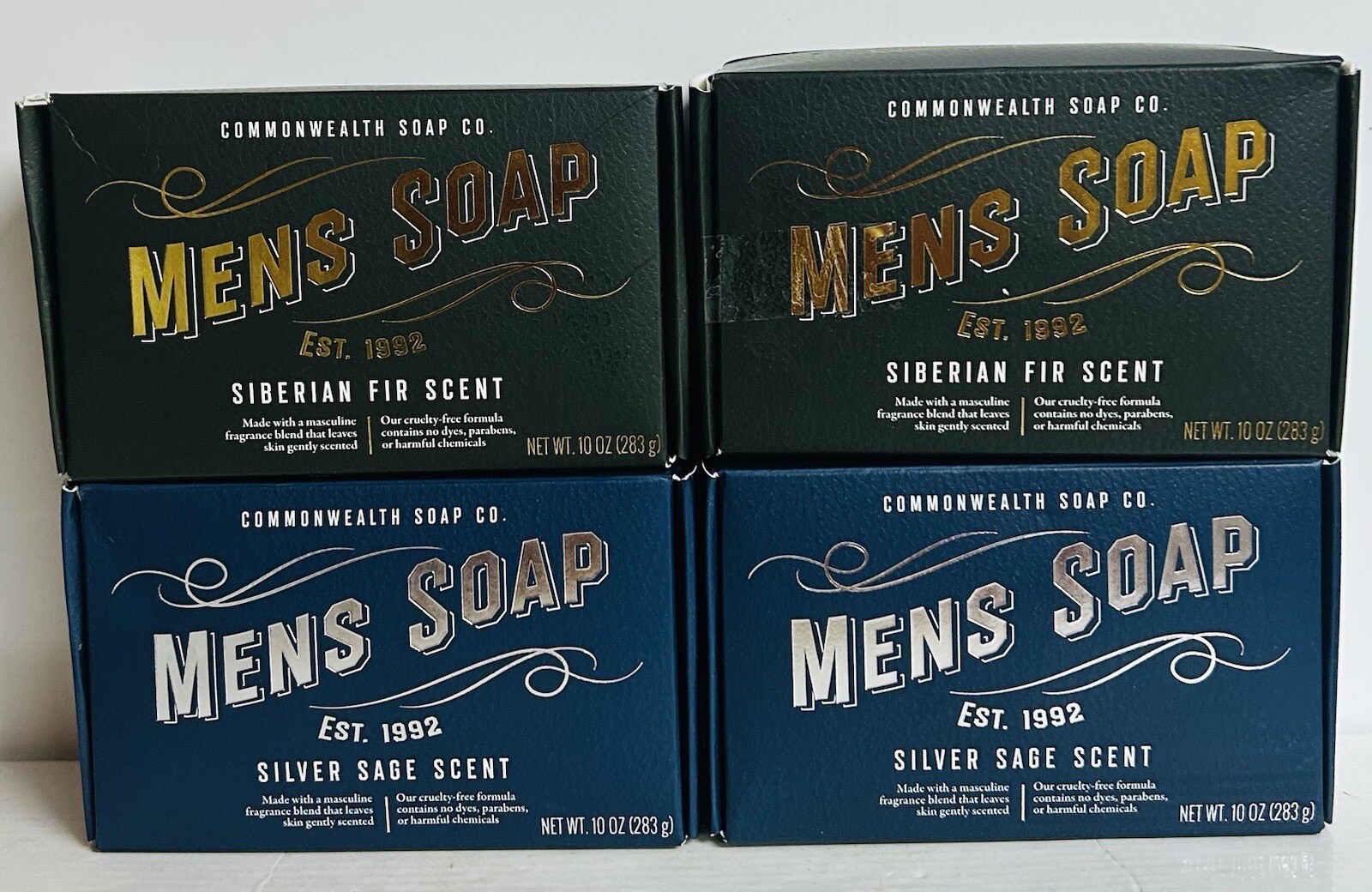 Silver Sage & Siberian Fir Bar Soap for Men 4 Bars 10 oz Each