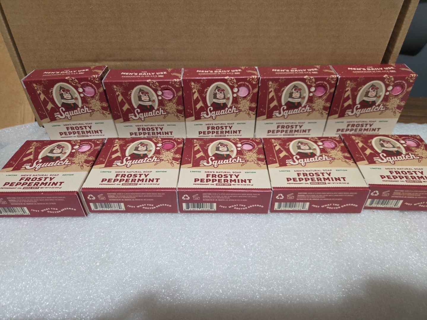 Lot of 10 Dr. Squatch Limited Edition Frosty Peppermint Bars Men’s Natural Soap