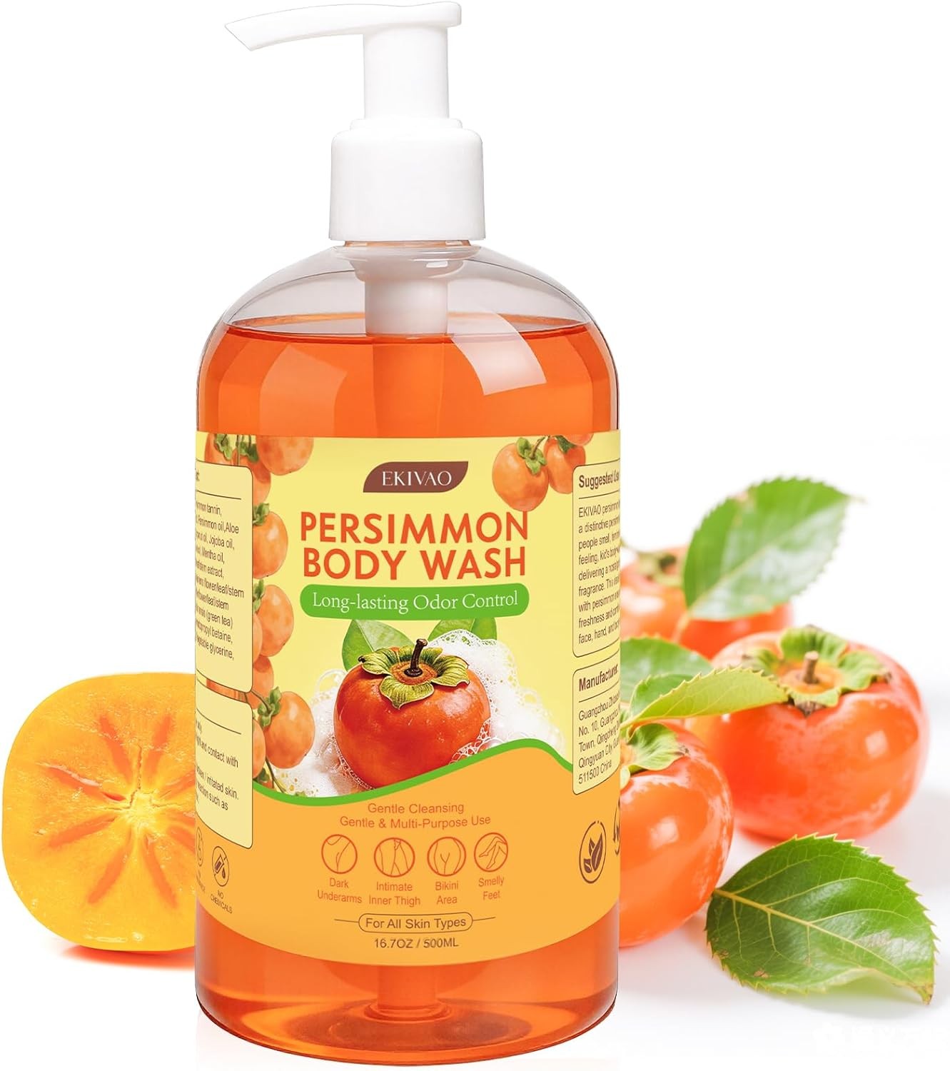 Persimmon Body Wash for Odor Control, Natural Deodorizing Persimmon Soap for Old