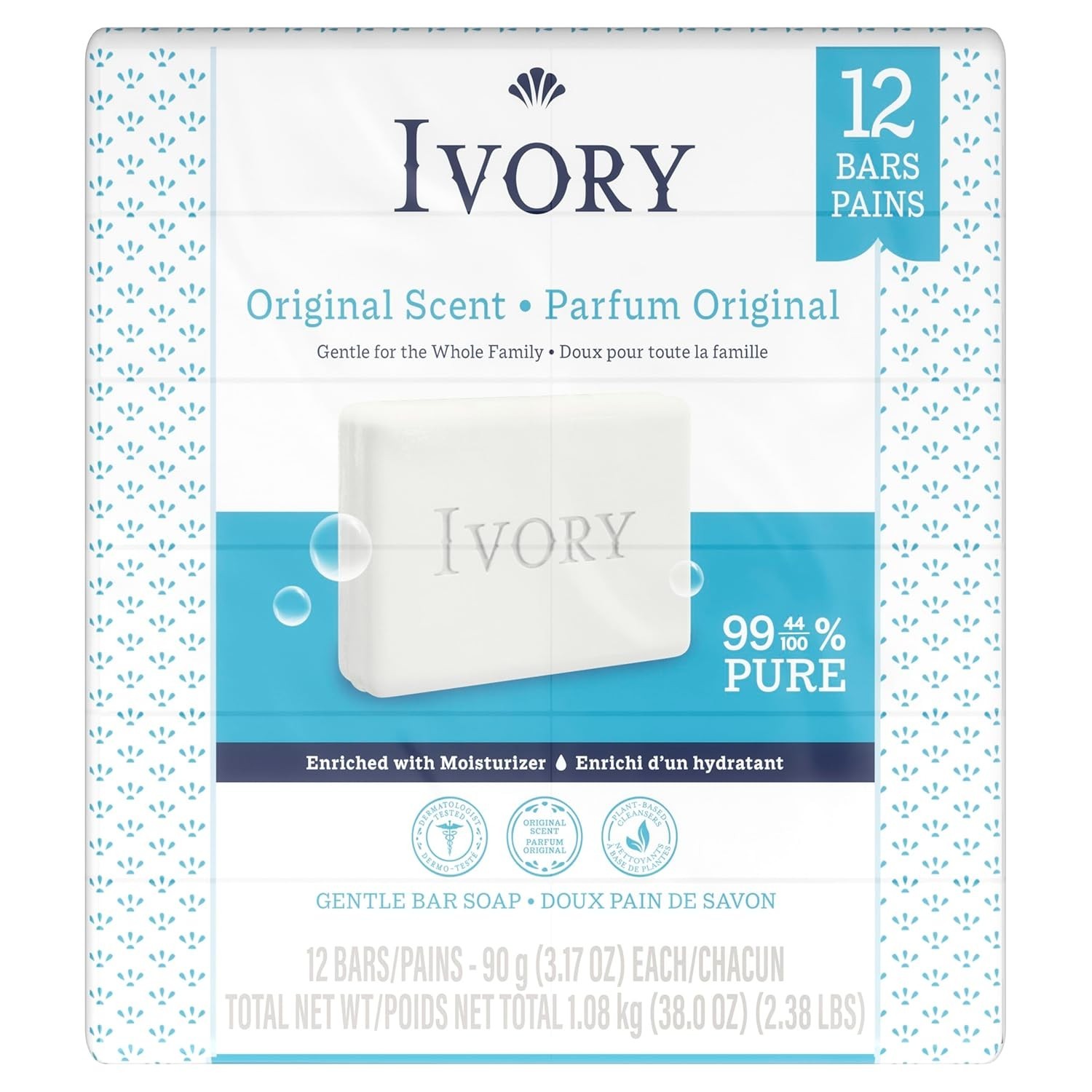 Ivory Bar Soap Original Scent, For All Skin Types, 12 Pack, 3.17 oz Each…