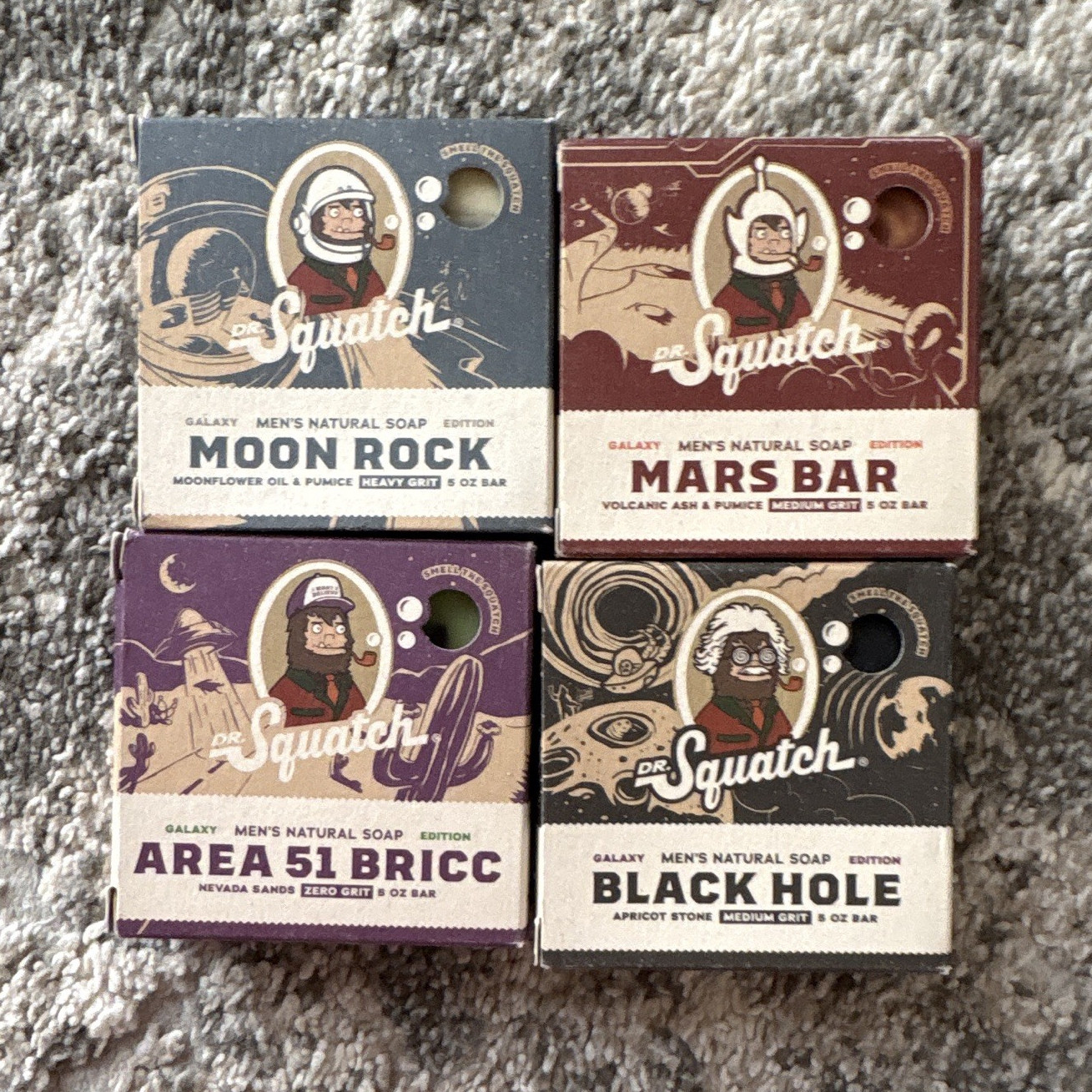 Dr. Squatch Galaxy Men’s All Natural Cold Process Soap Set 5 oz Moon Rock Mars