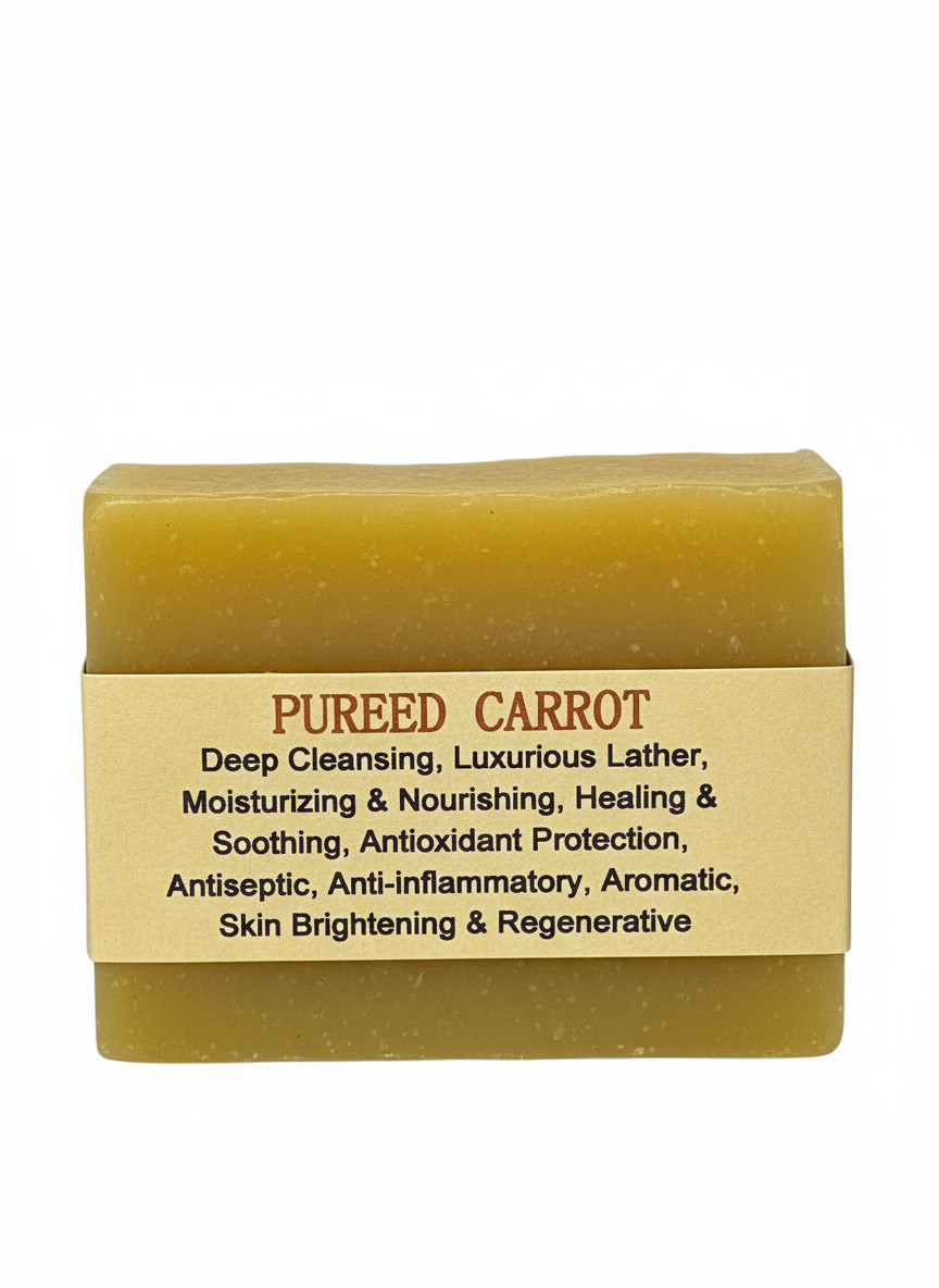 Handmade Fresh Pureed Carrot Bar Soap, Great Lather (Anti-Inflammatory, Vegan)
