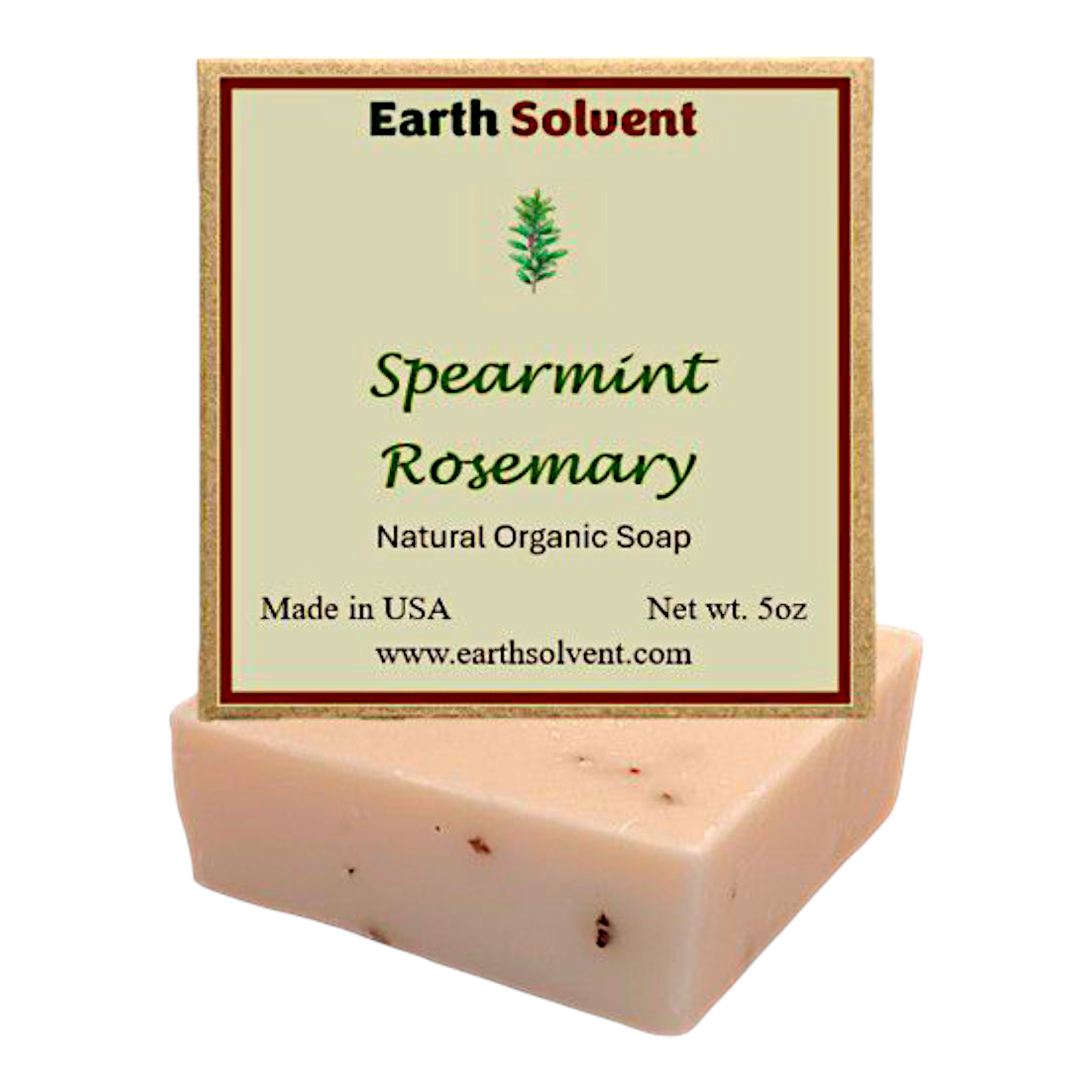 Earth Solvent Spearmint Rosemary Natural Organic Handmade Bar Soap 5oz