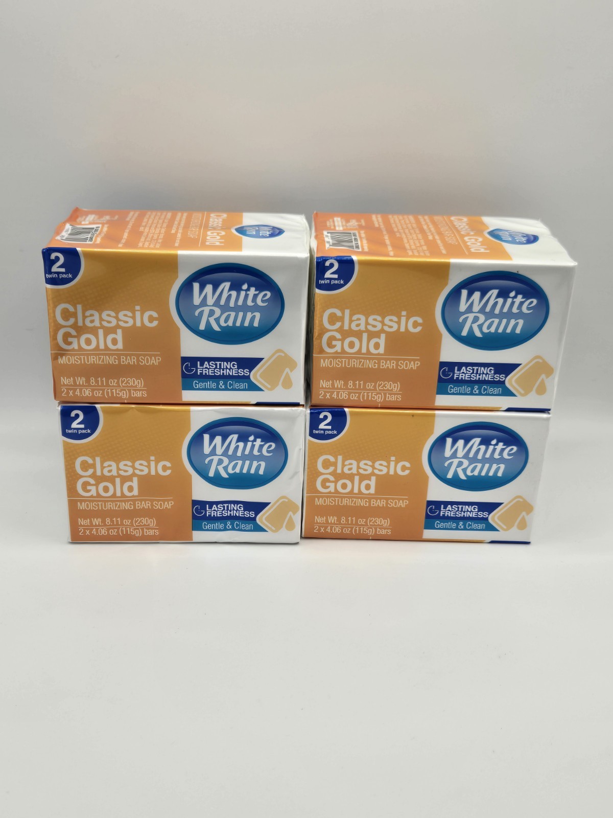 8 Bars – Classic Gold Moisturizing Bar Soap – White Rain – 4/2Packs