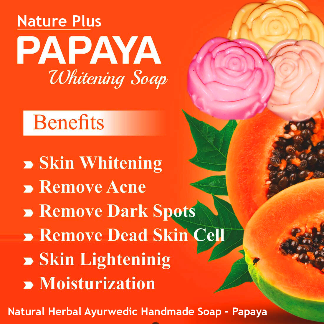 Natural Herbal Ayurvedic Handmade Pure Papaya Soap Whitening Skin 100g
