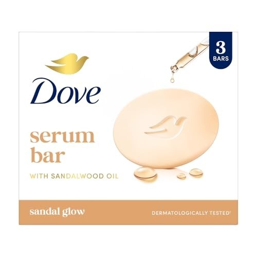 Dove Sandal Glow Serum Bar 125g x 3 Sandalwood Oil Bath Soap