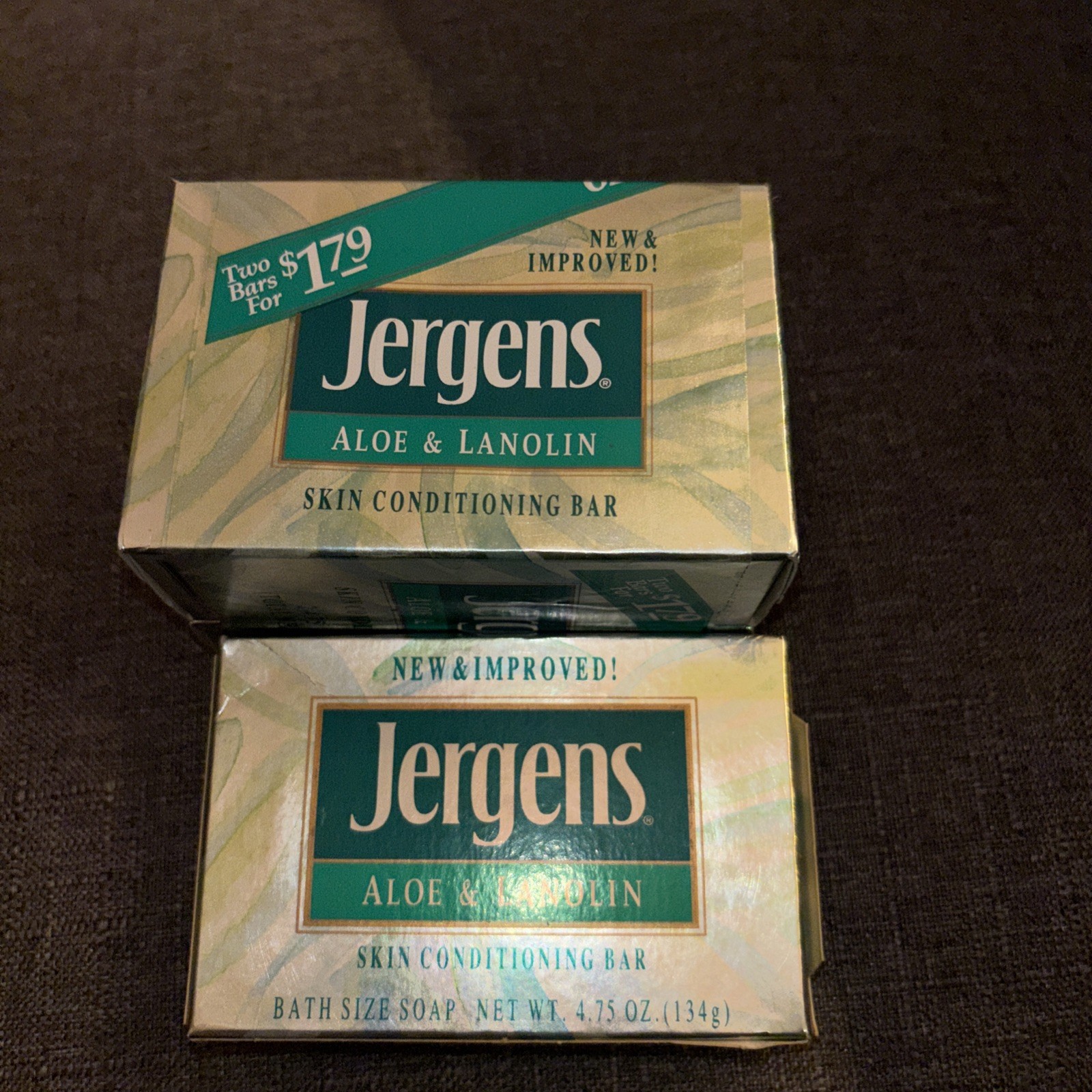 Vintage 1991 Jergens Aloe & Lanolin Bar Soap 3 Unopened 4.75oz Bar Sealed Prop