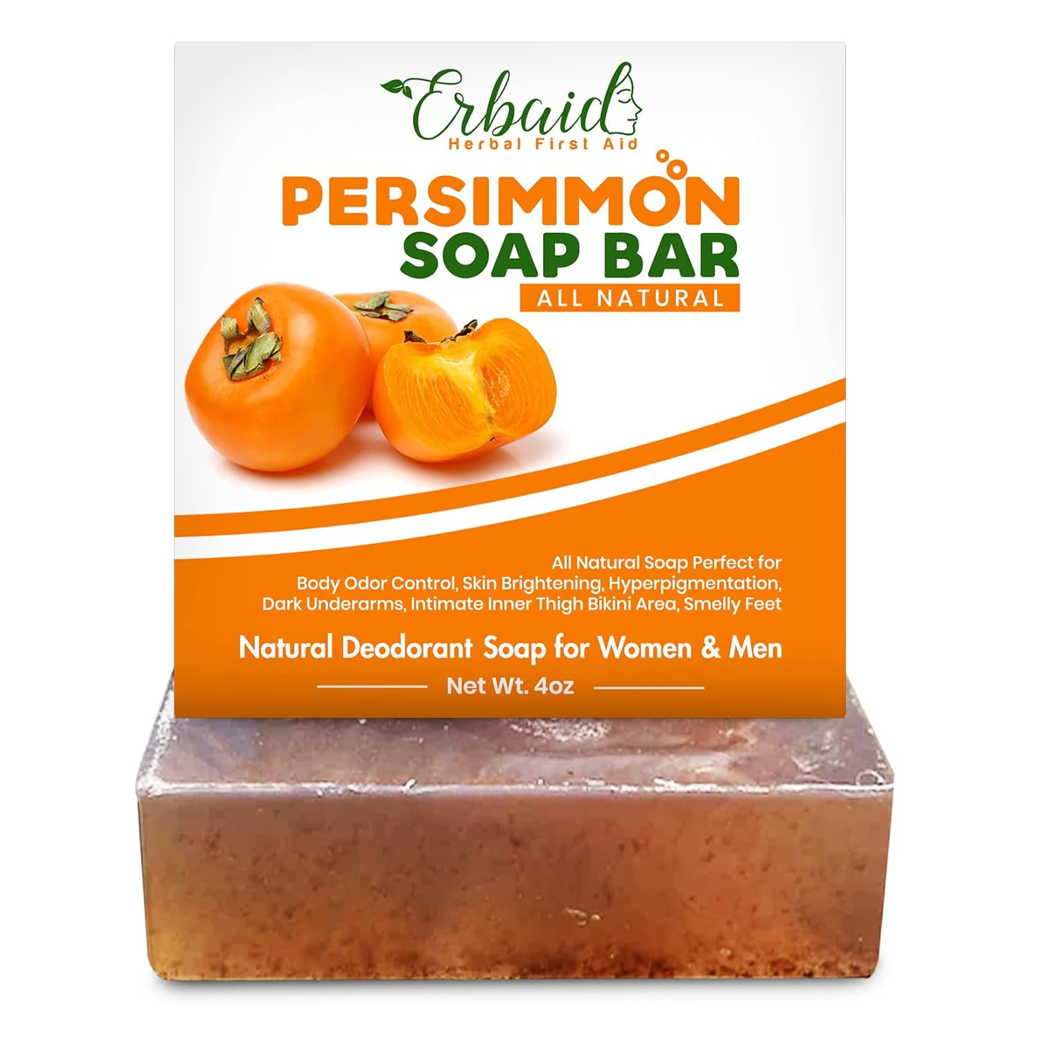 Persimmon Soap Bar for Body Odor Control – Purifying Deodorizing Body Wash with