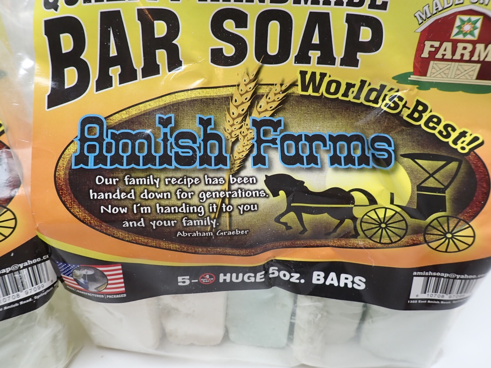 Amish Farms Bar Soap 15 Huge Bars 5oz Each Selling 3 Packs 5 Bars In Each Pack