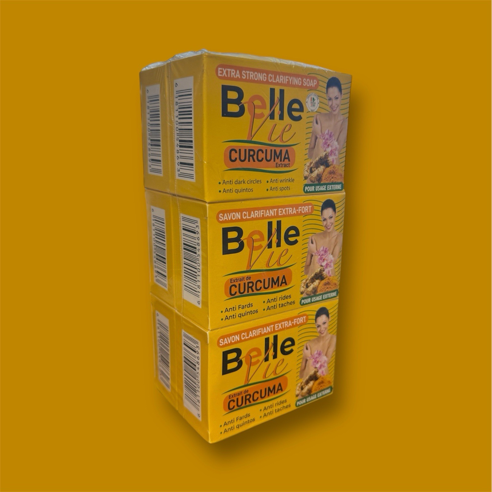 Belle Vie Rich Turmeric Soap Curcuma Extract 225g 💯% AUTHENTIC ( 6 Packs ) 225g