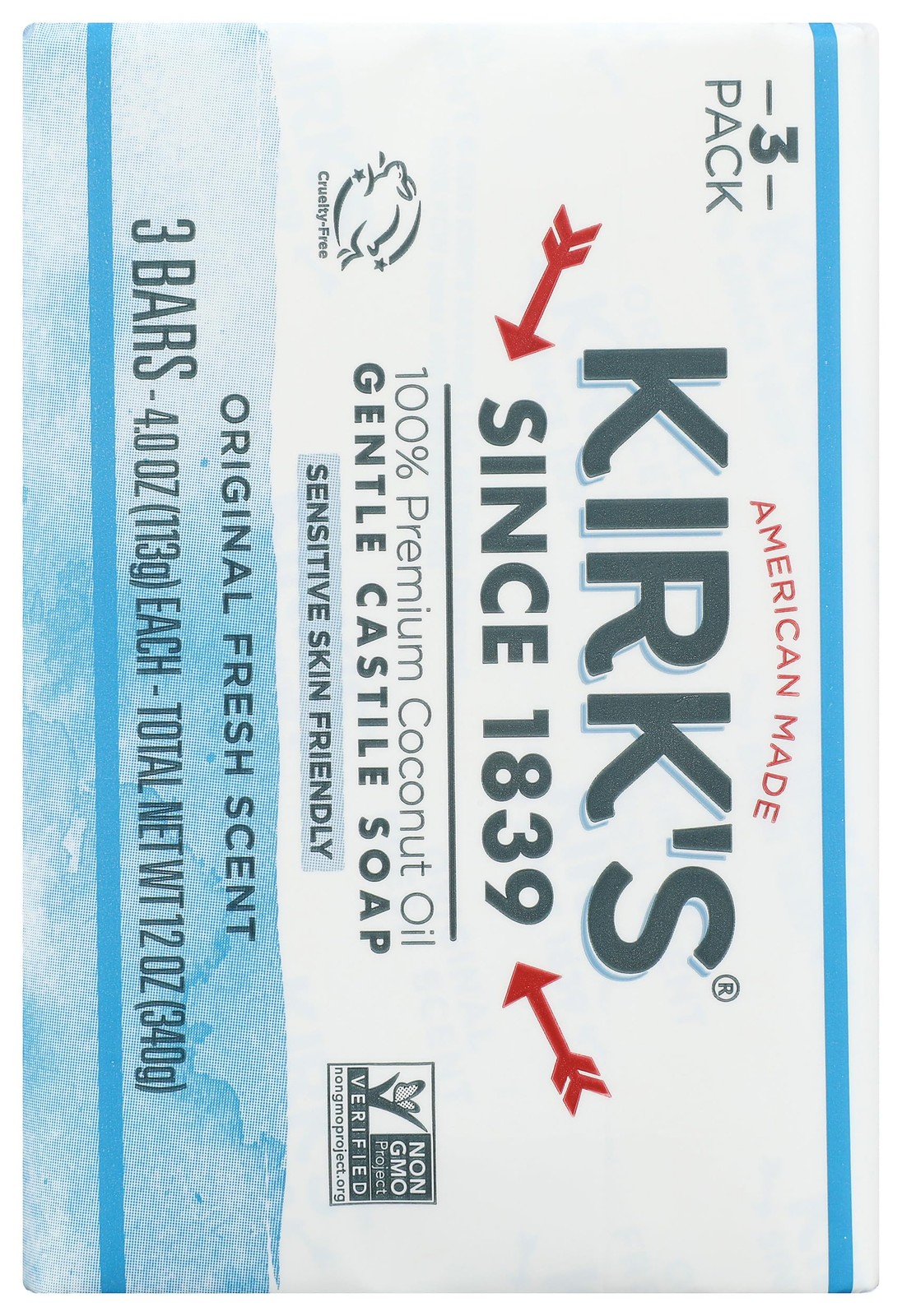 Kirk’s Natural Castile Soap Original – 4 oz 4 Ounce (Pack of 3), No Color