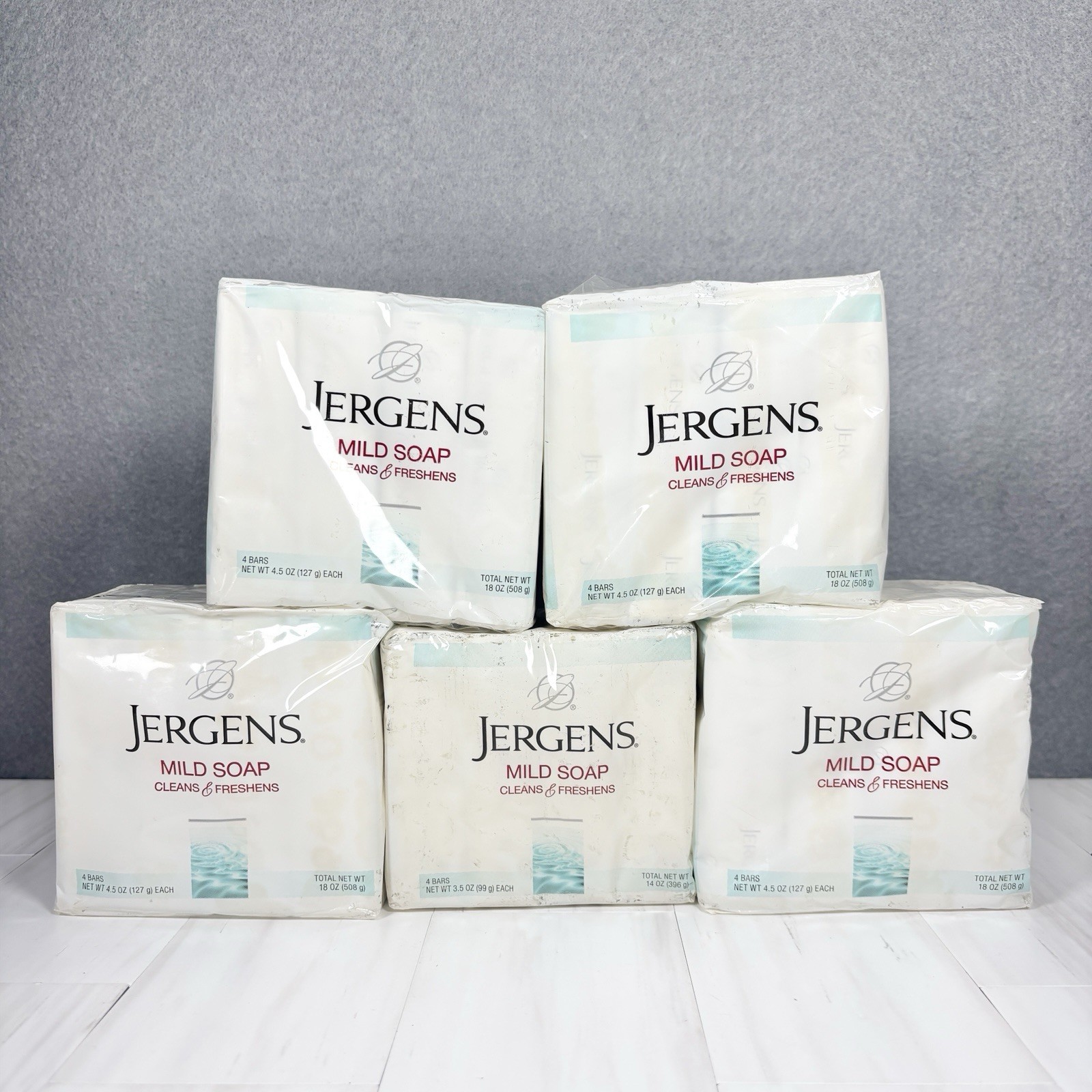 (5) 4-Pack JERGENS Mild Bar Face Soap Tallow Tallowate 3.5oz 4.5oz Discontinued