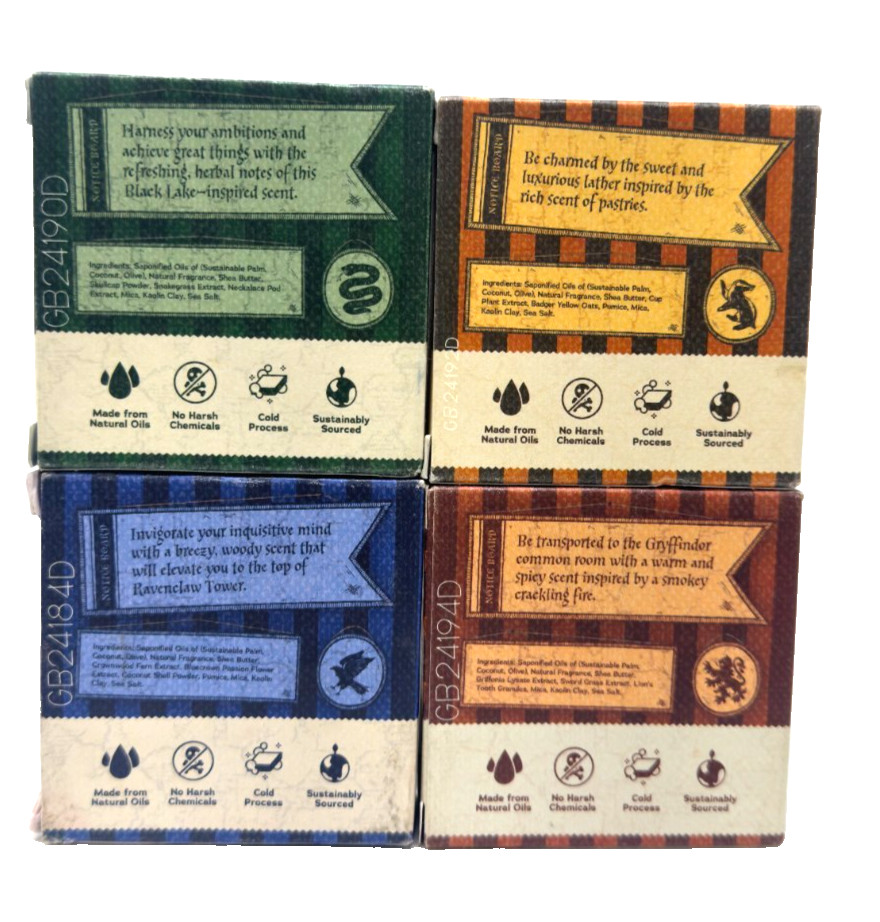 4 Pack Dr. Squatch Harry Potter Soap Hufflepuff/Slytherin/Ravenclaw/Gryffindor