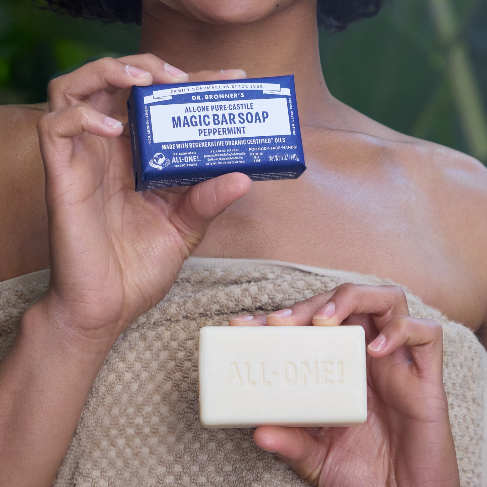 Dr. Bronner’s Organic All-One Pure-Castile Bar Soap, Peppermint – 5oz Pack of 6