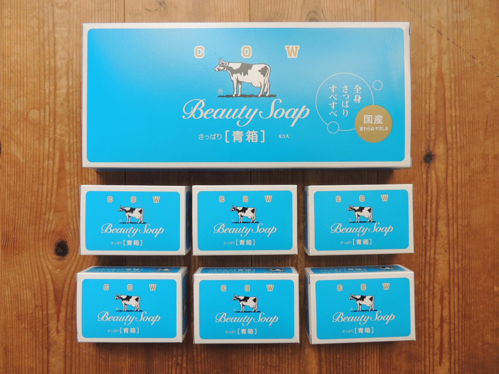 New Cow Brand Beauty Soap Blue Box 85g 6 set Smooth Hand Body Milk