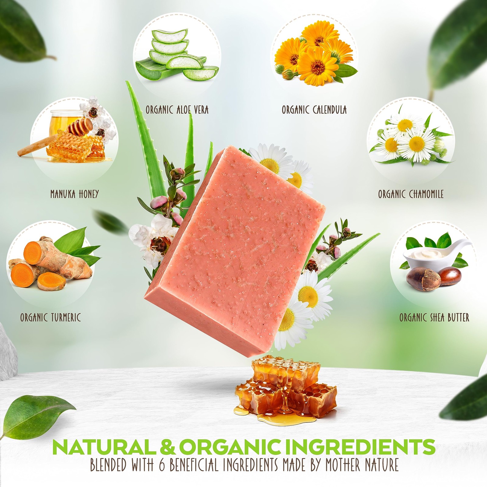 Manuka Honey & Turmeric Soap Bar for Body & Face, 4.5 Oz