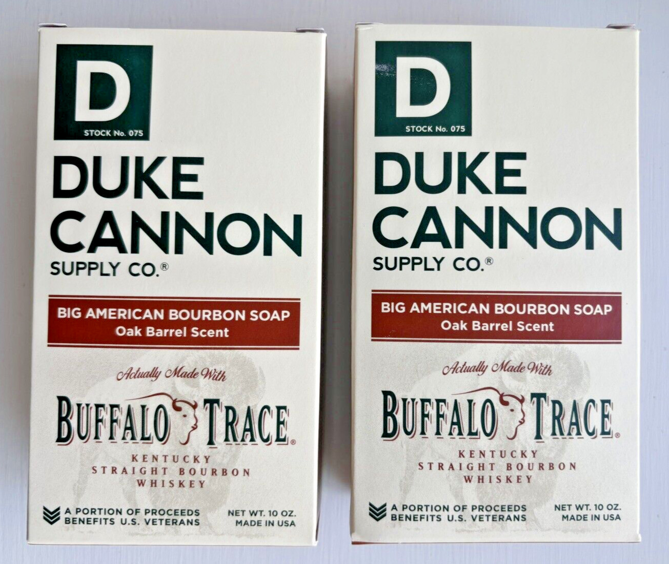 (2 LOT) Duke Cannon Bourbon Whiskey Bar Soap 10 oz Mens Oak Barrel Scent – New