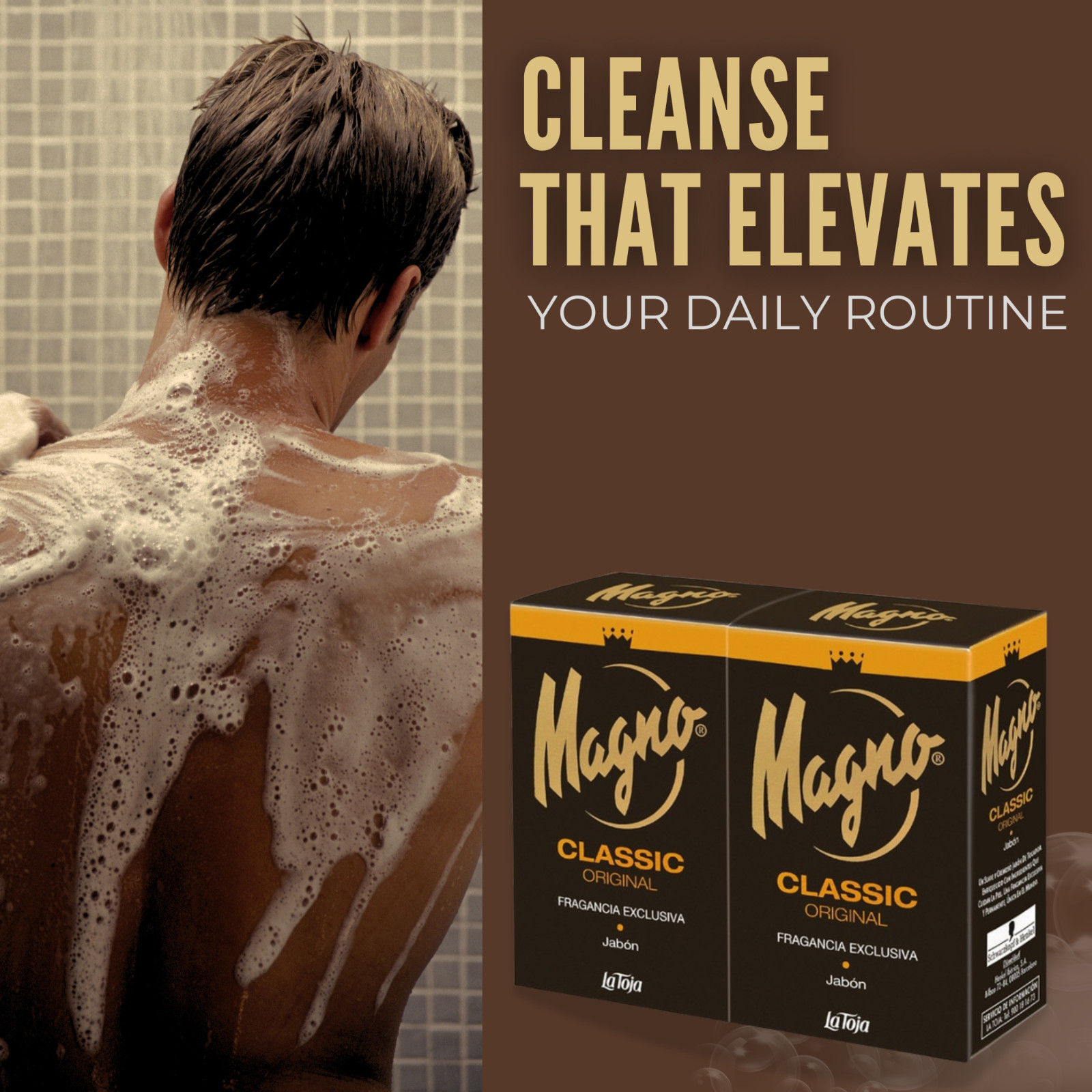 Magno Classic Twin Pack Bar Soap 100g, Masculine Scent 2-Pack (4Bars)