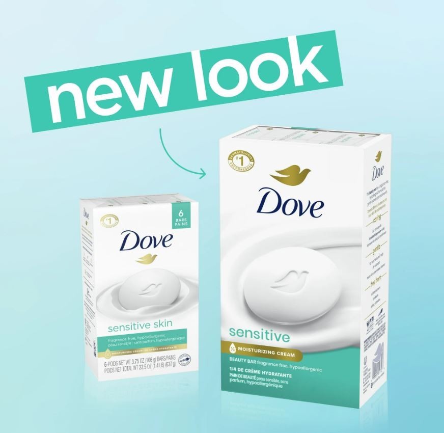 Dove Beauty Bar Soap for Women Sensitive Skin Fragrance Free and 2.6 oz