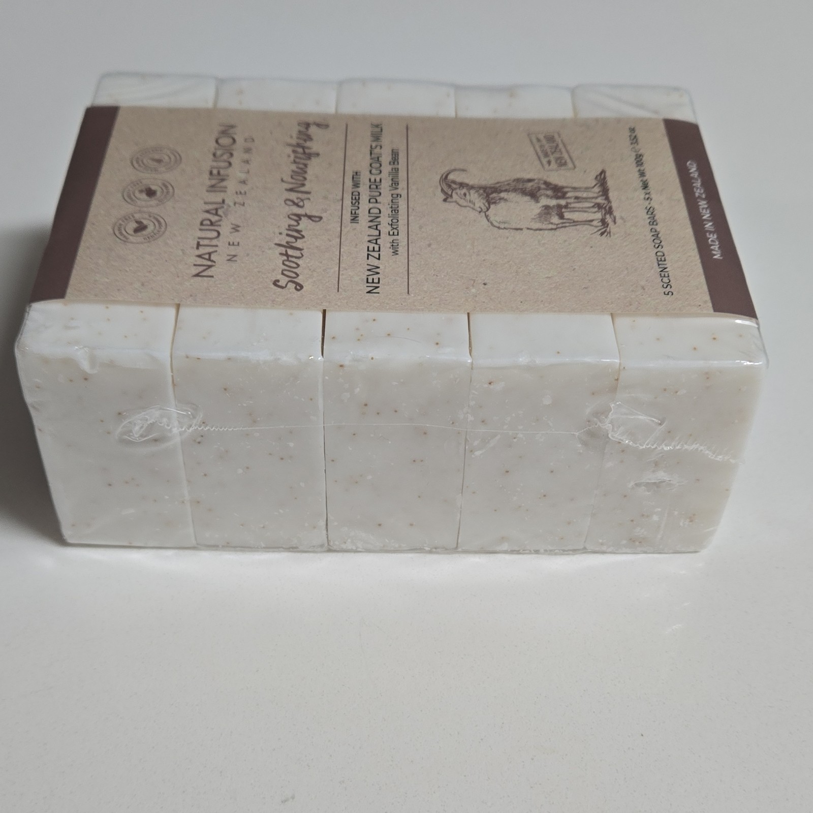 Natural Infusion Vanilla Bean Exfoliating Soap Bars Set 5x100g Cruelty-Free