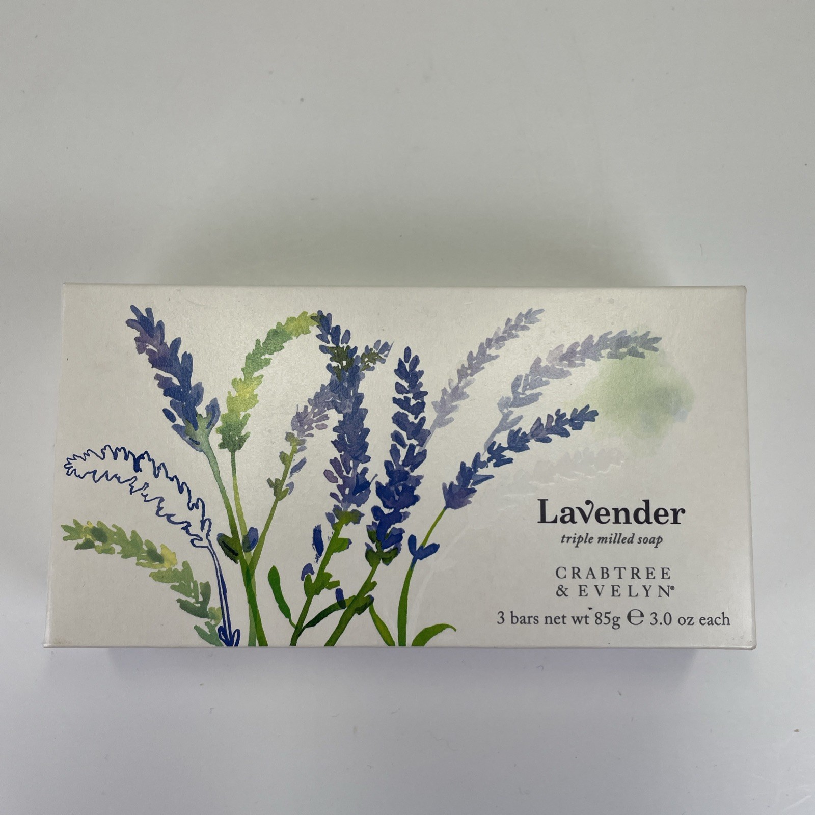 Crabtree & Evelyn Triple Milled Soap 85g, 3 oz ~ Box of 3 / NIB ~ Lavender