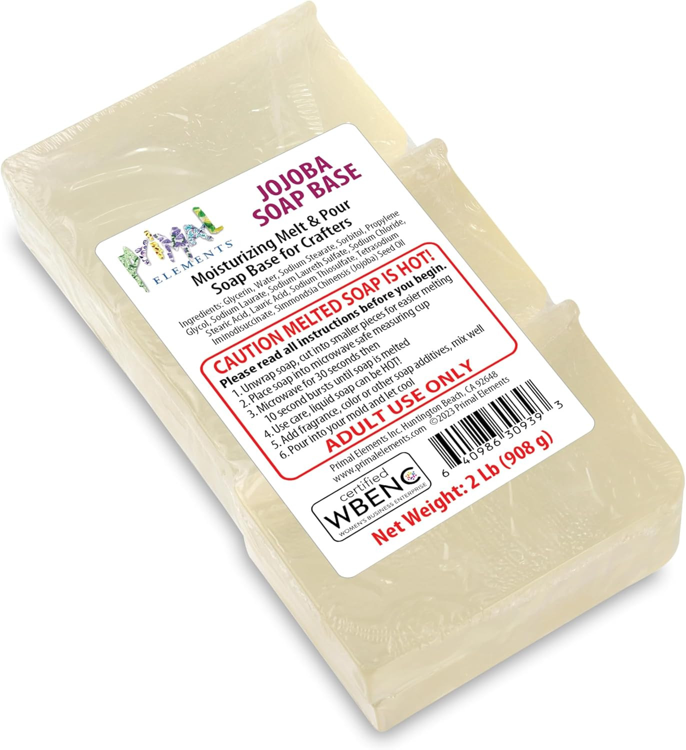 Primal Elements Jojoba Oil Soap Base – Moisturizing Melt and Pour Glycerin Soap