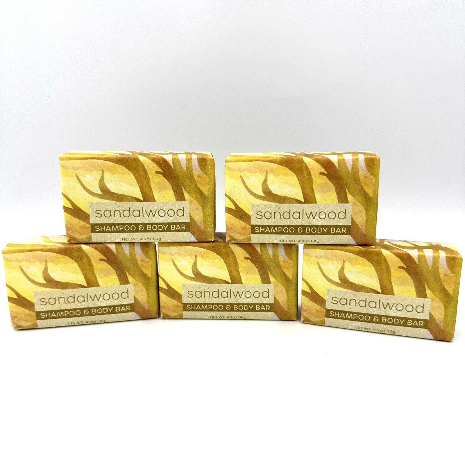 Greenwich Bay Sandalwood Shampoo & Body Bar Lot Of 5 (4.2oz Each) 3.5 x 2 x 1 In