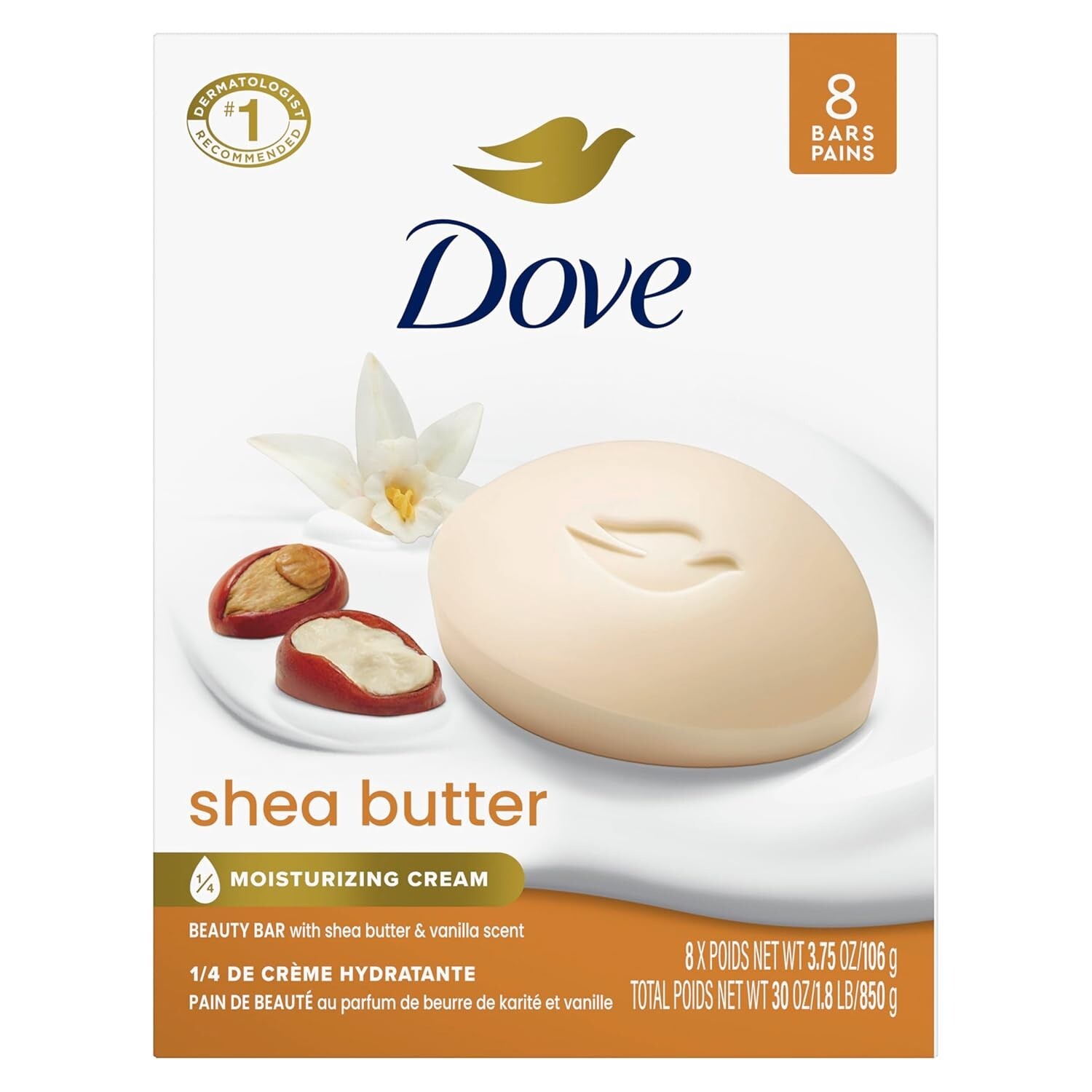 8-Count Shea Butter & Vanilla Beauty Bar Soap – Moisturize & Nourish Skin